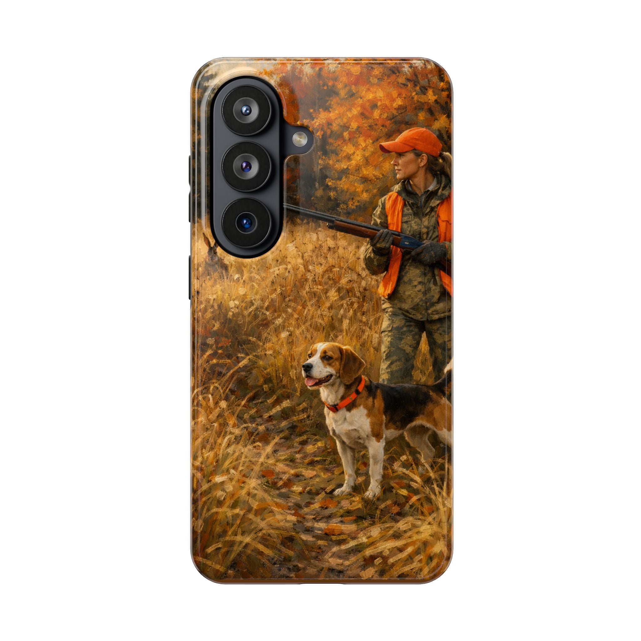 Hunting Scene Tough Phone Case — Hunter & Beagle Autumn Field Protective Cover