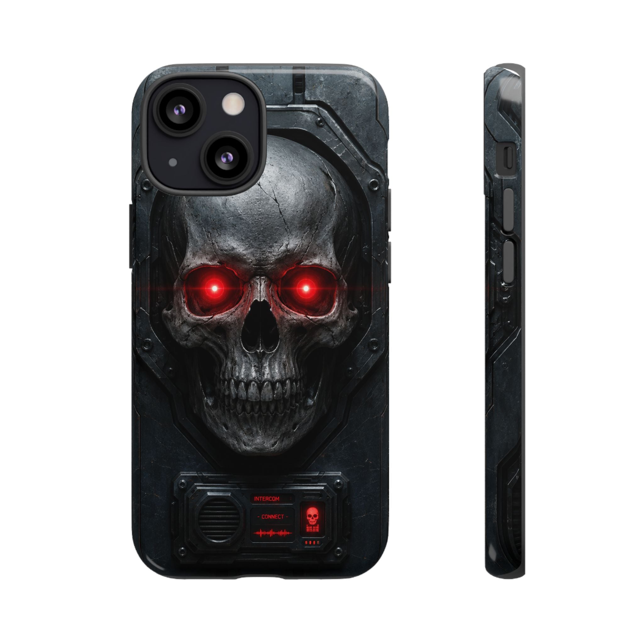 Skull Sentinel Phone Case — Red-Eyed Tactical Skull Protective Case