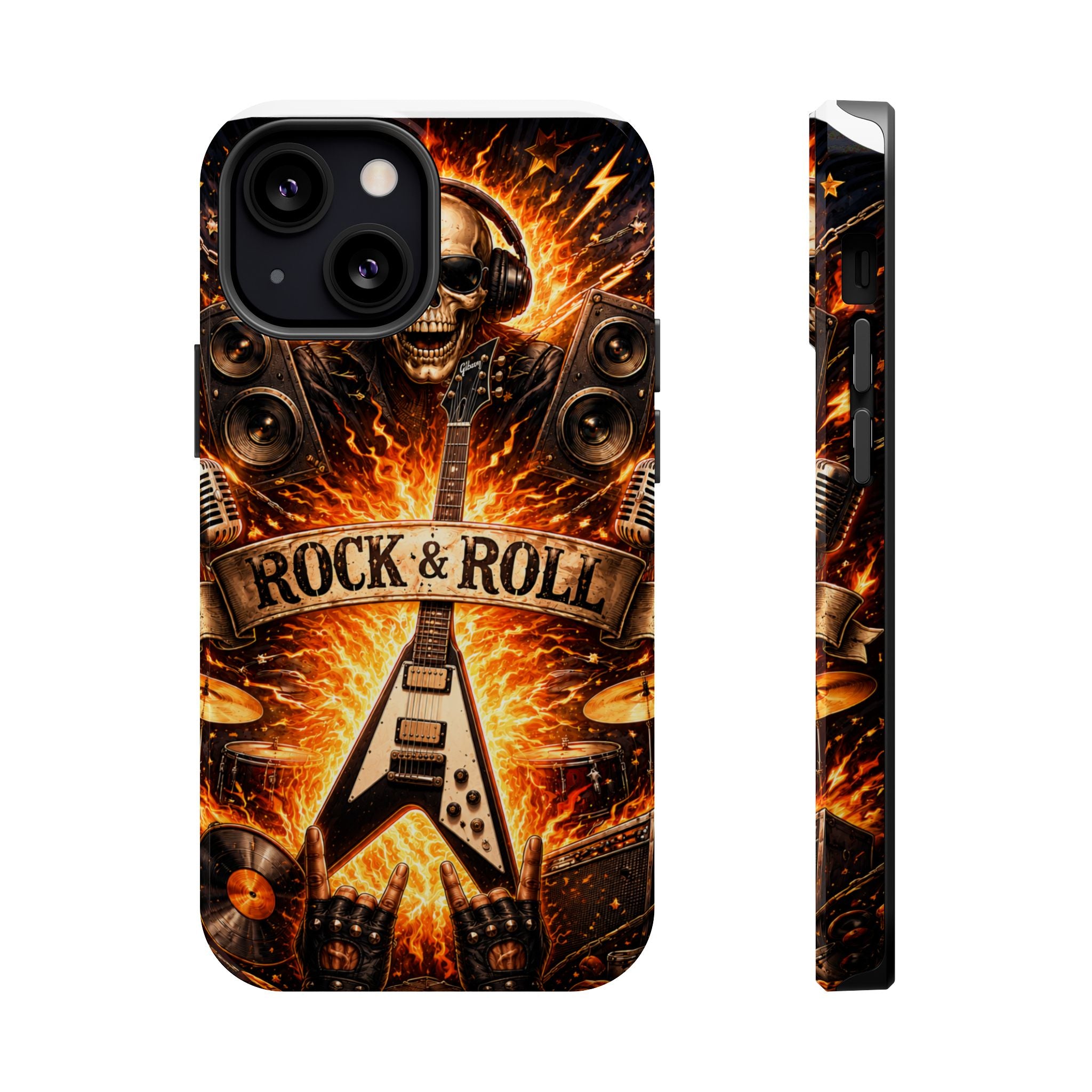 Rock & Roll Skull Guitar Phone Case — Magnetic Impact-Resistant