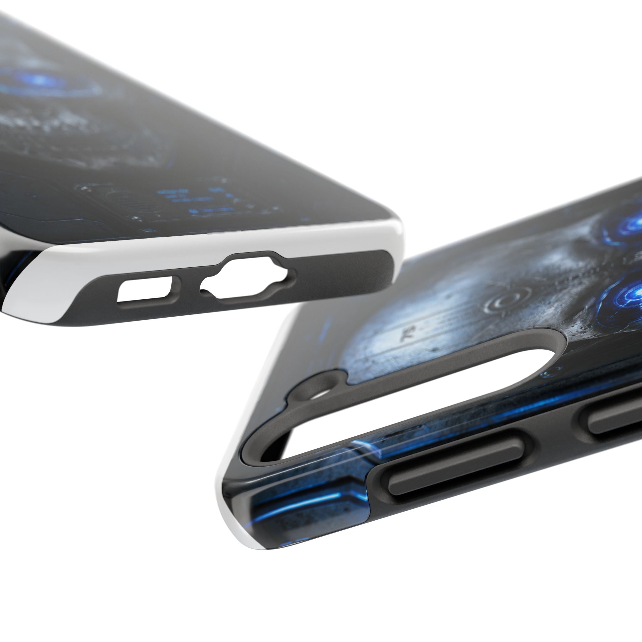 Cyber Skull Tough Phone Case — Blue LED Scary Robot Skull iPhone Case