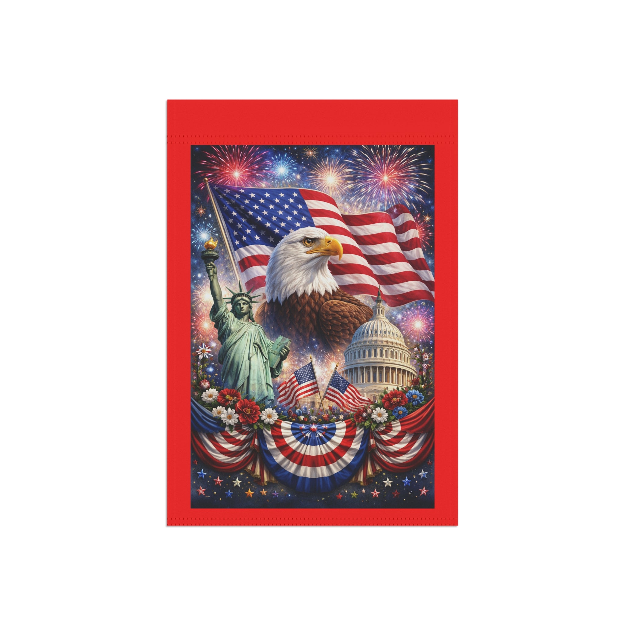 Patriotic Eagle Garden Flag — American Flag, Statue of Liberty & Capitol Yard Banner