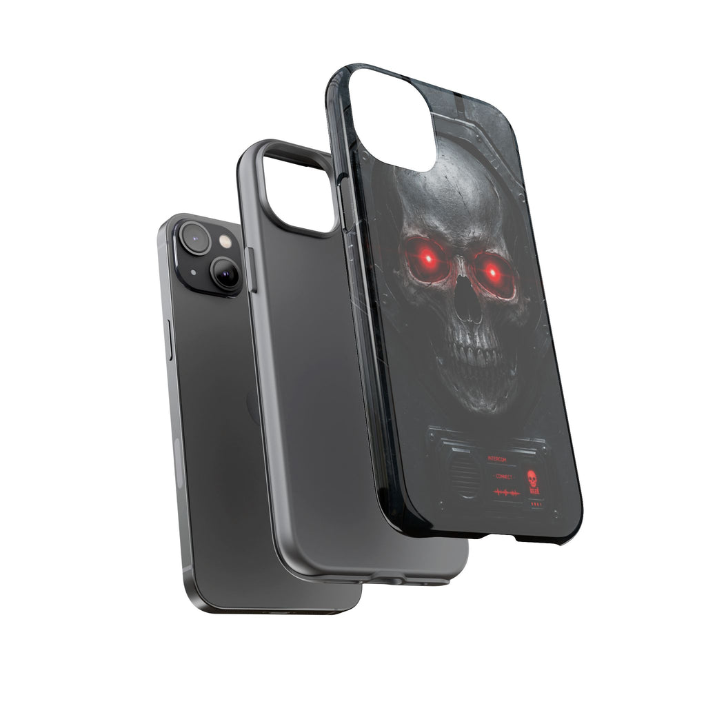 Skull Sentinel Phone Case — Red-Eyed Tactical Skull Protective Case