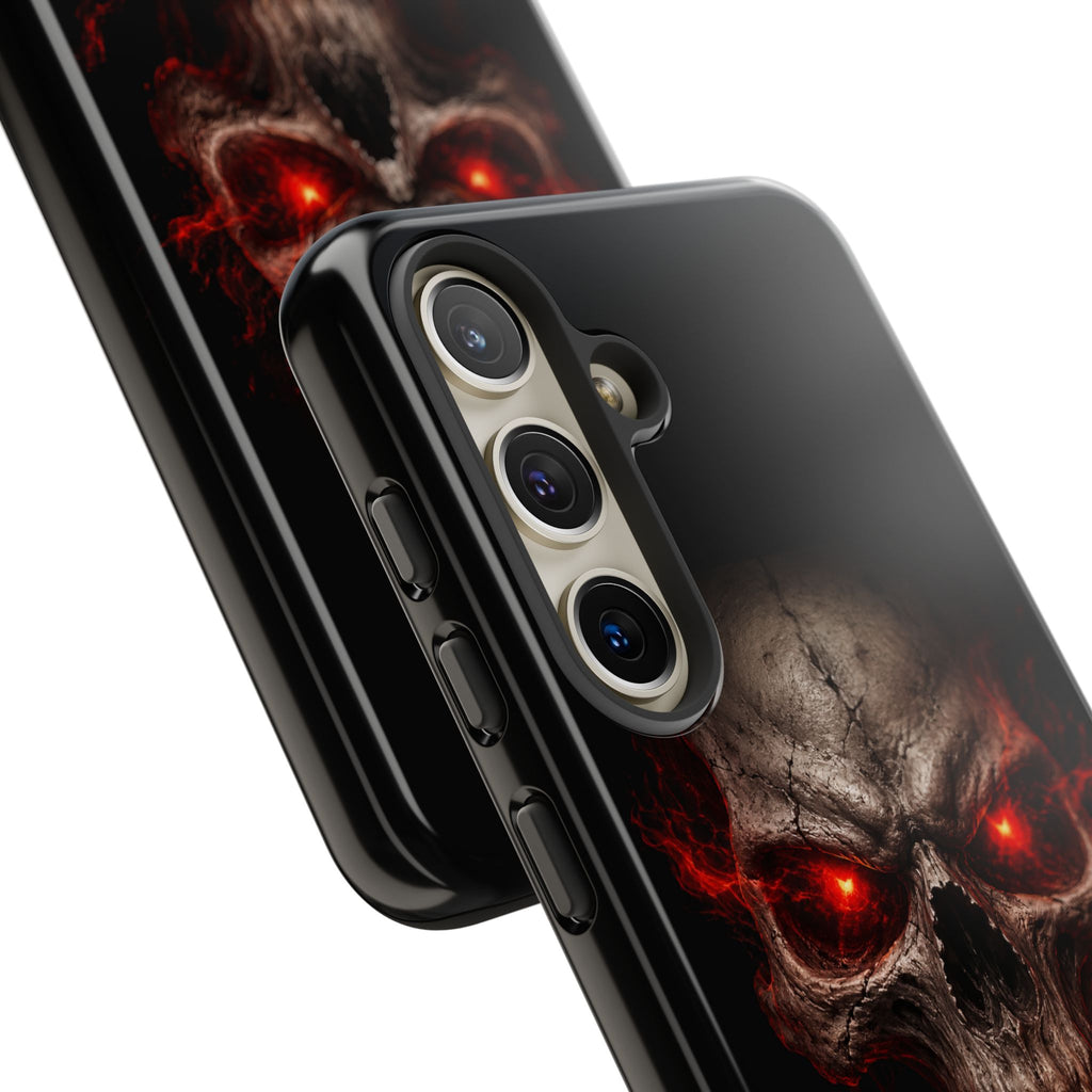 Flaming Skull Tough Case — Heavy-Duty Phone Case with Red-Eye Skull Design