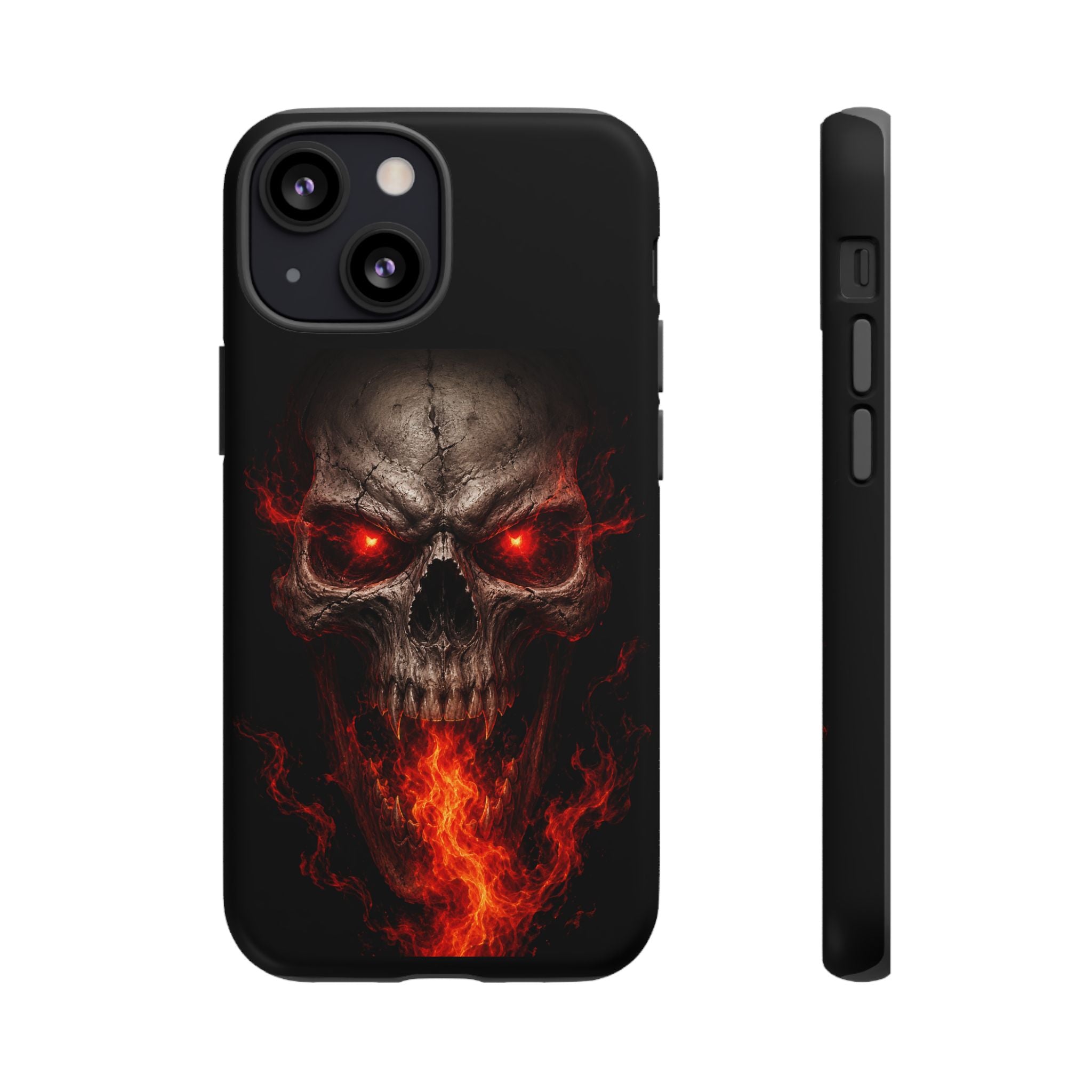 Flaming Skull Tough Case — Heavy-Duty Phone Case with Red-Eye Skull Design
