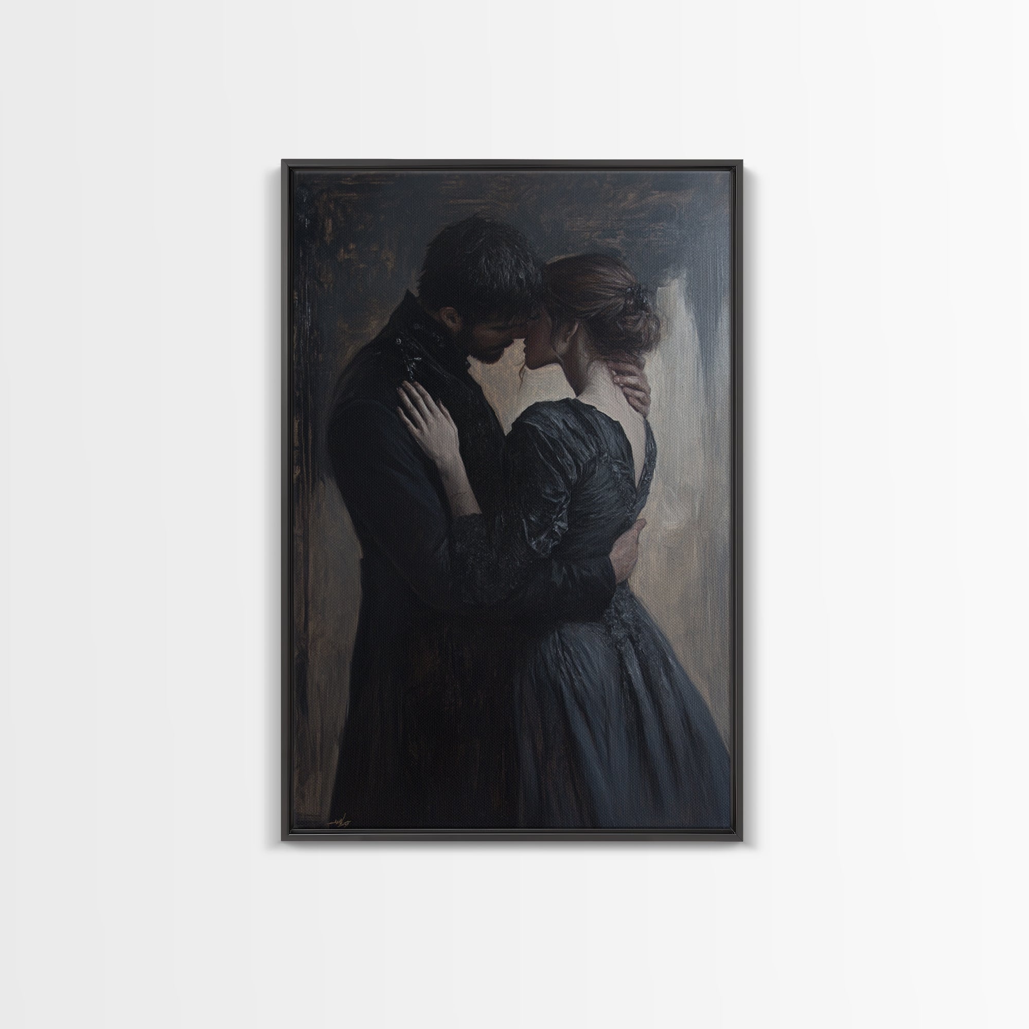 Dark Academia Painting Book Lover Decor, Dark Romance Painting, Dark Cottagecore Victorian Wall Art, Book Lover Gift, Academia Wall Art
