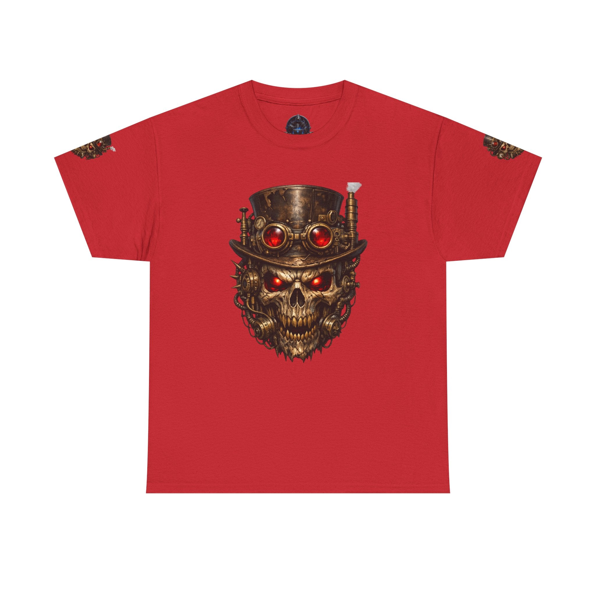 Skull Steampunk Tee — Red-Eyed Skull Graphic Shirt