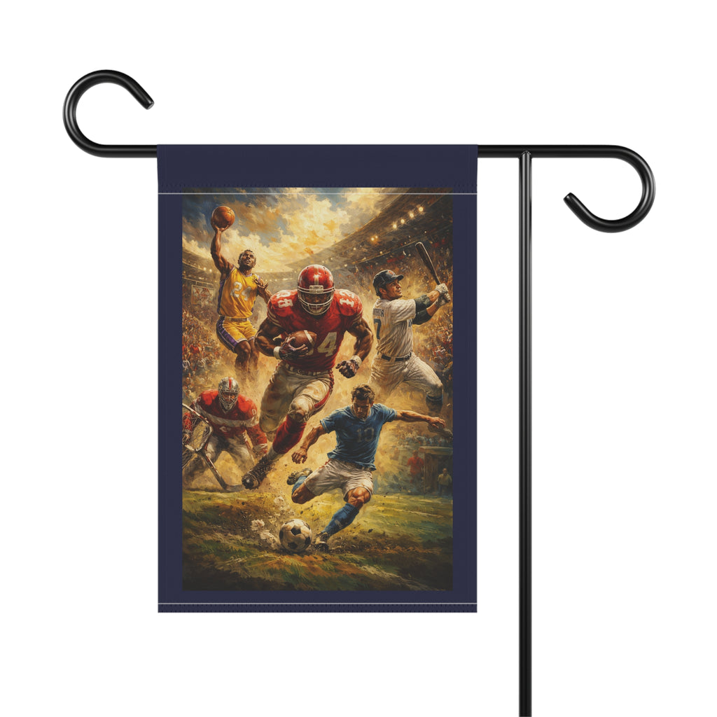 Sports Collage Garden Flag - Football, Basketball, Soccer & Baseball Outdoor Banner