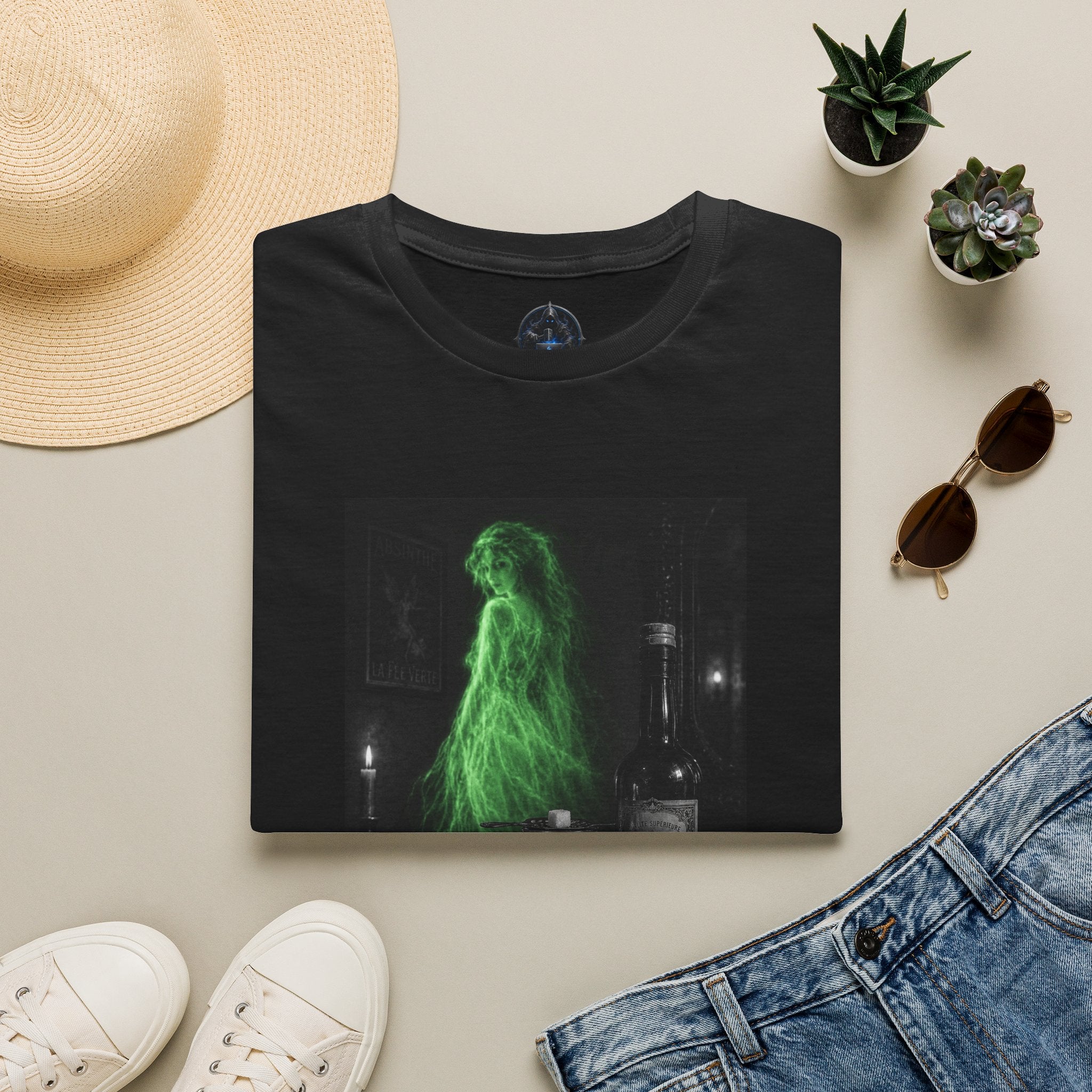 Green Fairy Still Life T-Shirt — Vintage Spirit & Wine Graphic