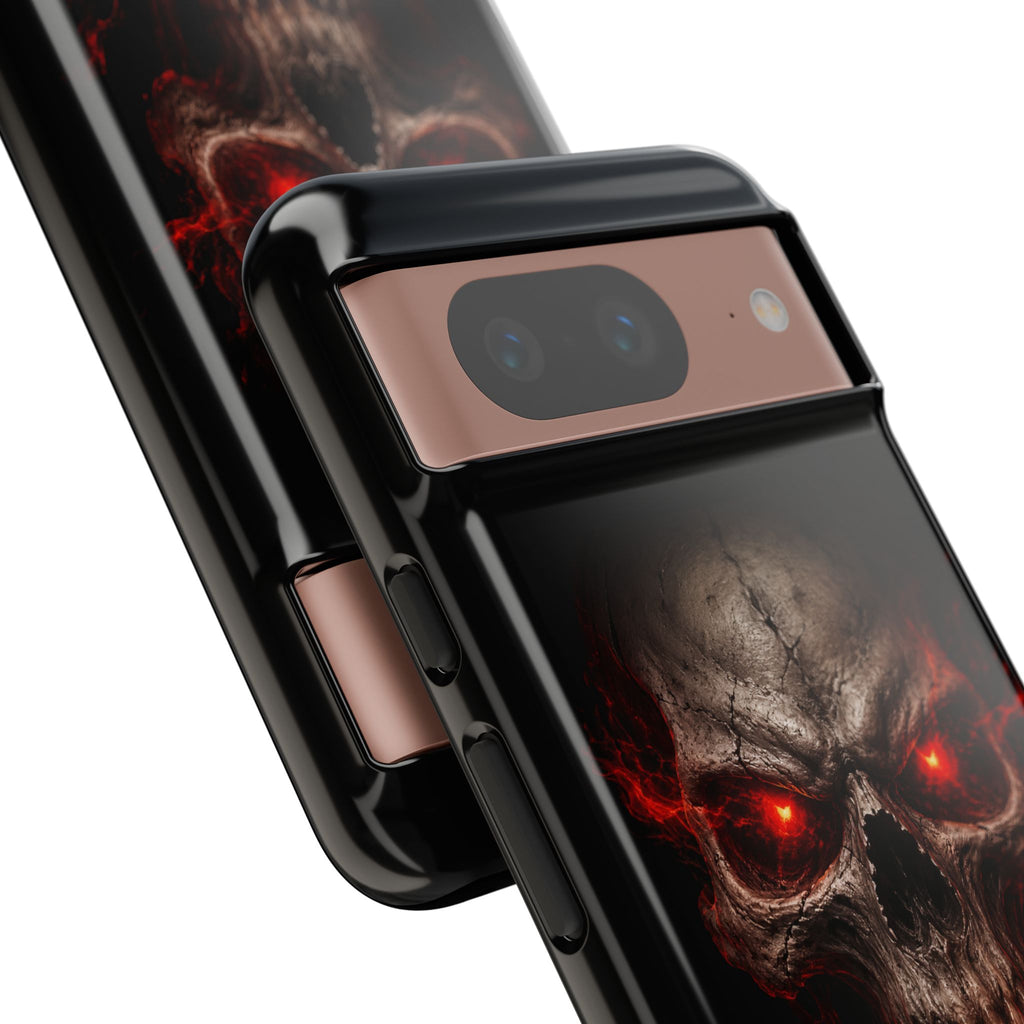 Flaming Skull Tough Case — Heavy-Duty Phone Case with Red-Eye Skull Design