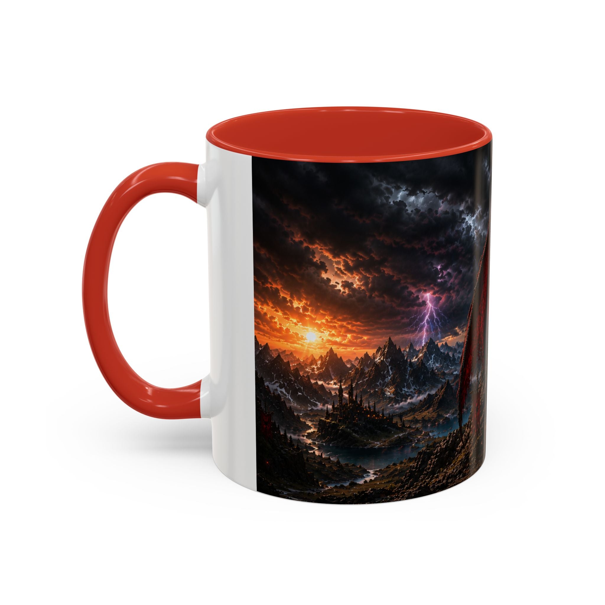 Dragon Coffee Mug — Dark Fantasy Red-Eyed Dragon Accent Mug (11/15oz)