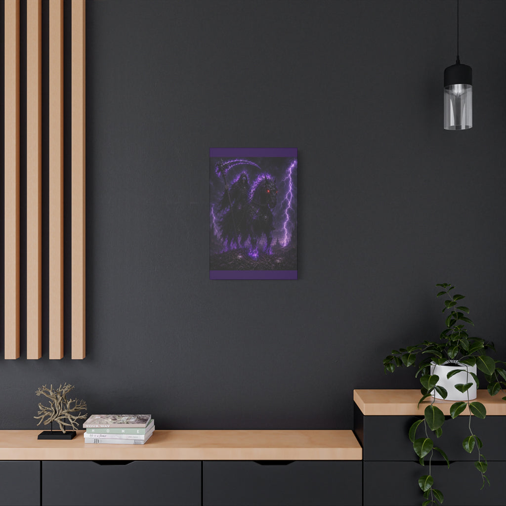 Dark Reaper on Shadow Steed Matte Canvas Print — Gothic Wall Art