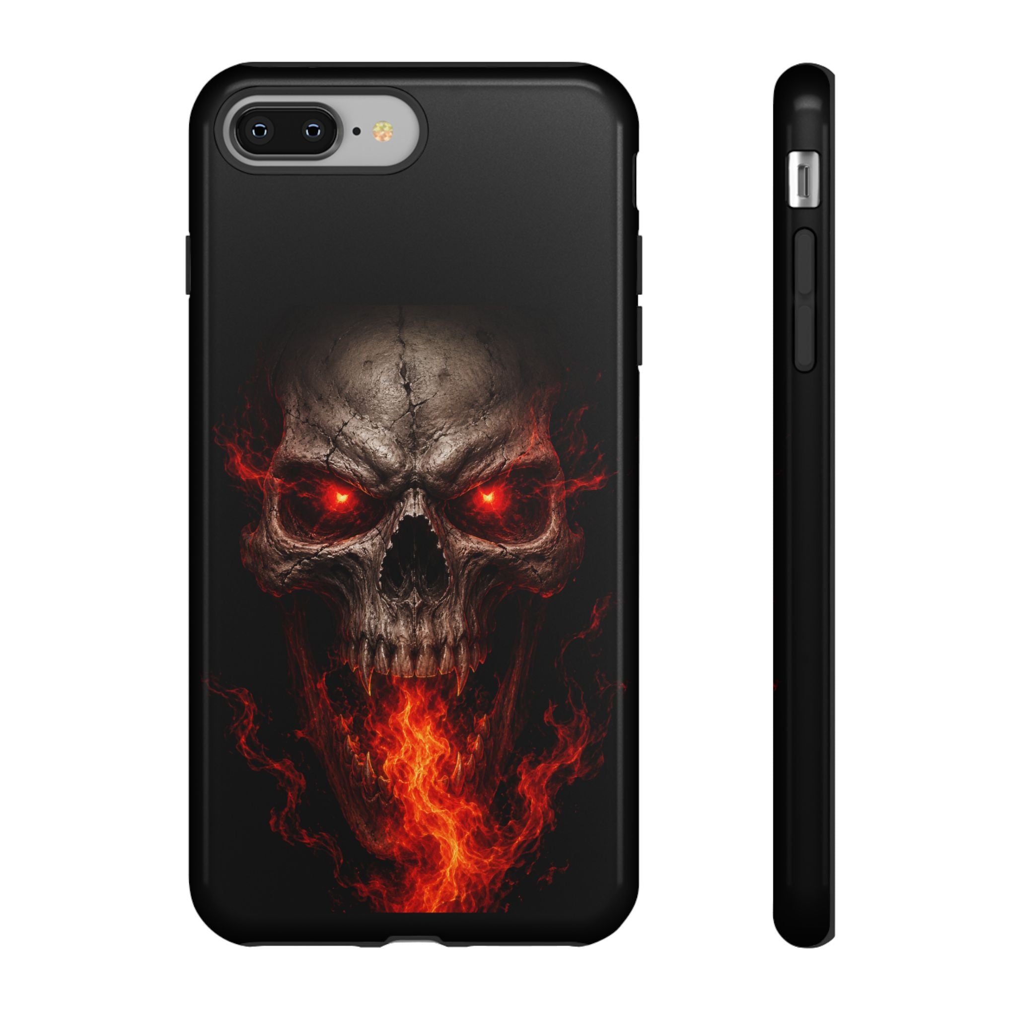 Flaming Skull Tough Case — Heavy-Duty Phone Case with Red-Eye Skull Design
