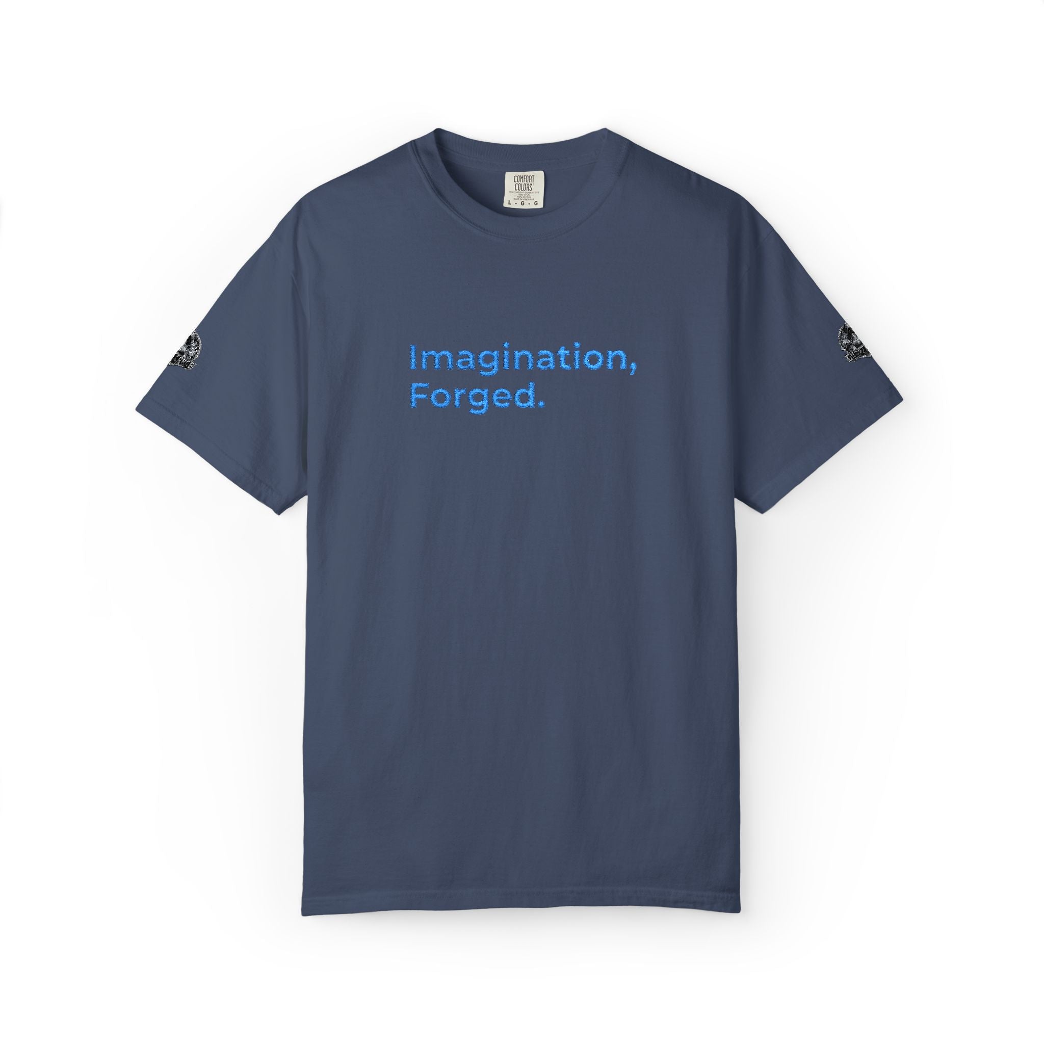 Premium Edition Imagination, Forged. Embroidered Tee — Graphic Garment-Dyed T-Shirt