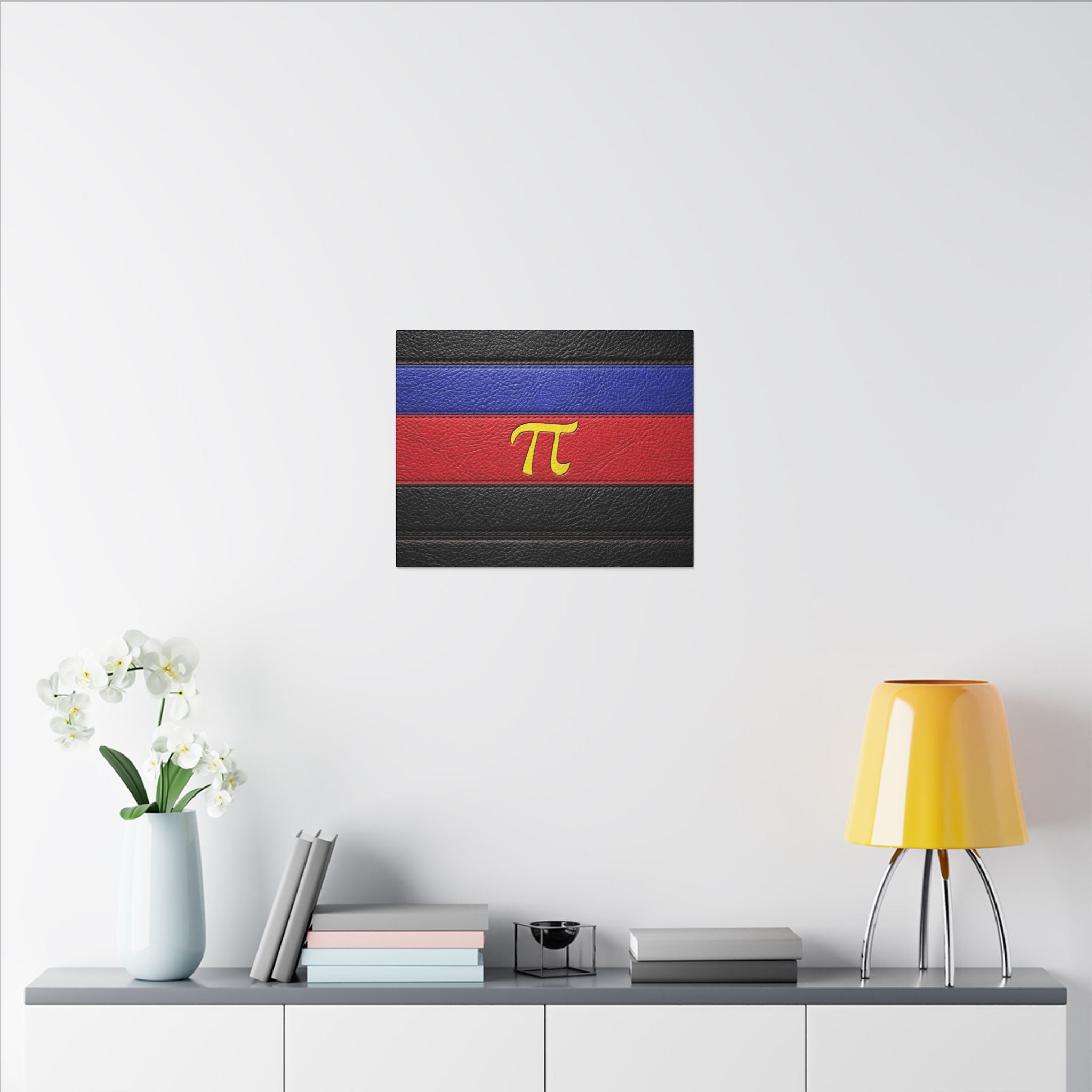 Polyamorous Symbol Leather Flag Canvas Print — Blue & Red Striped Matte Wall Art