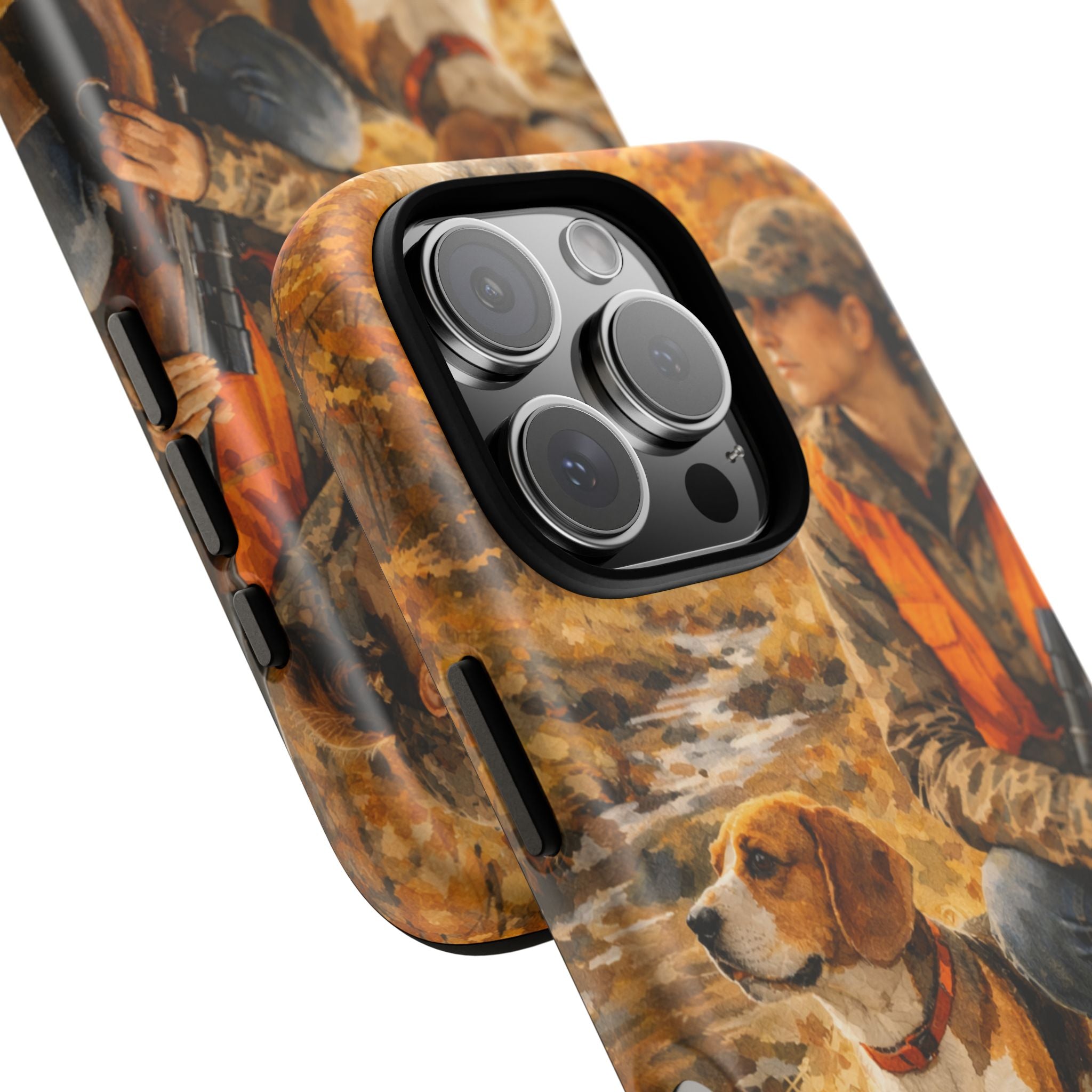 Hunter and Beagle Phone Case — Hunting Dog Autumn Camouflage iPhone Cover