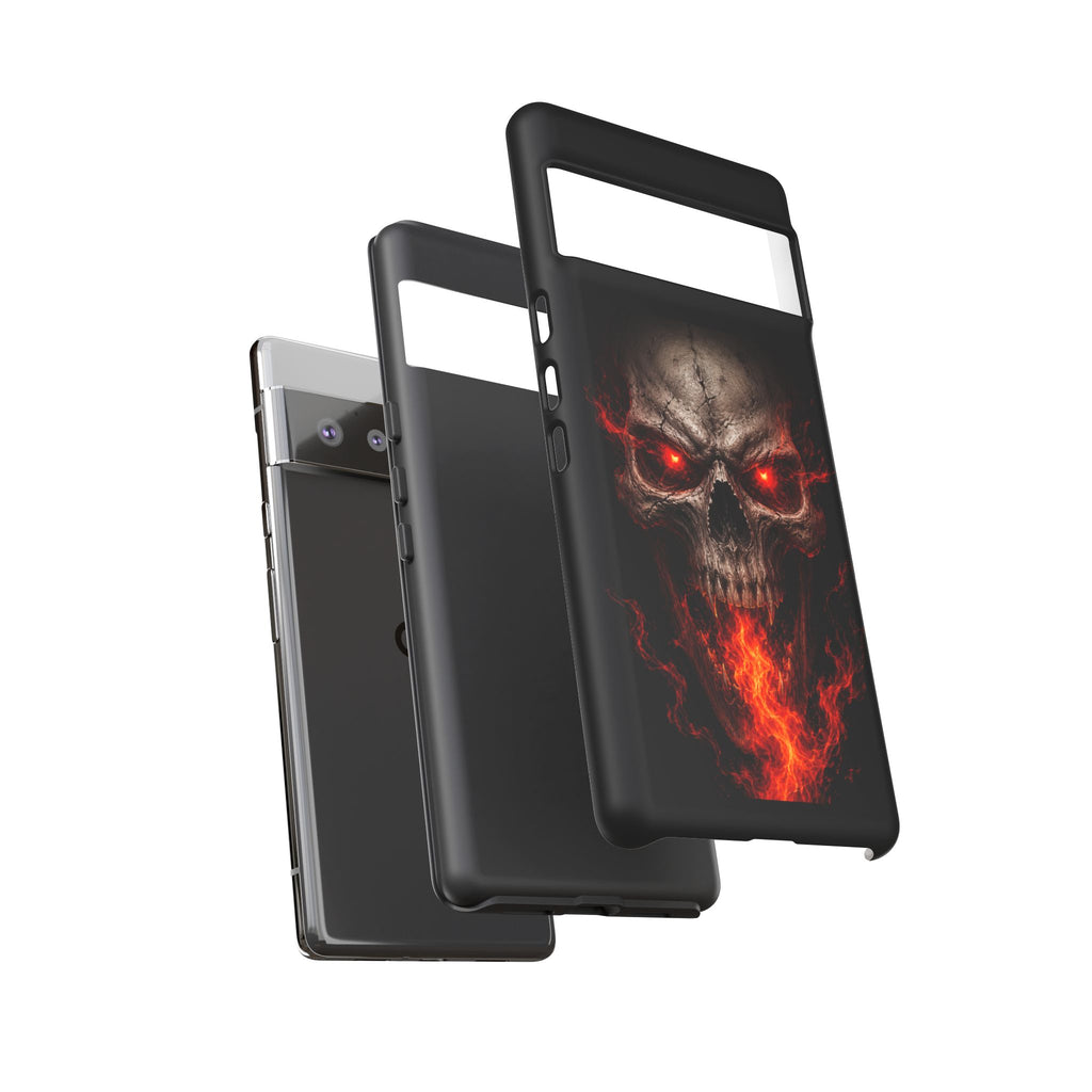 Flaming Skull Tough Case — Heavy-Duty Phone Case with Red-Eye Skull Design