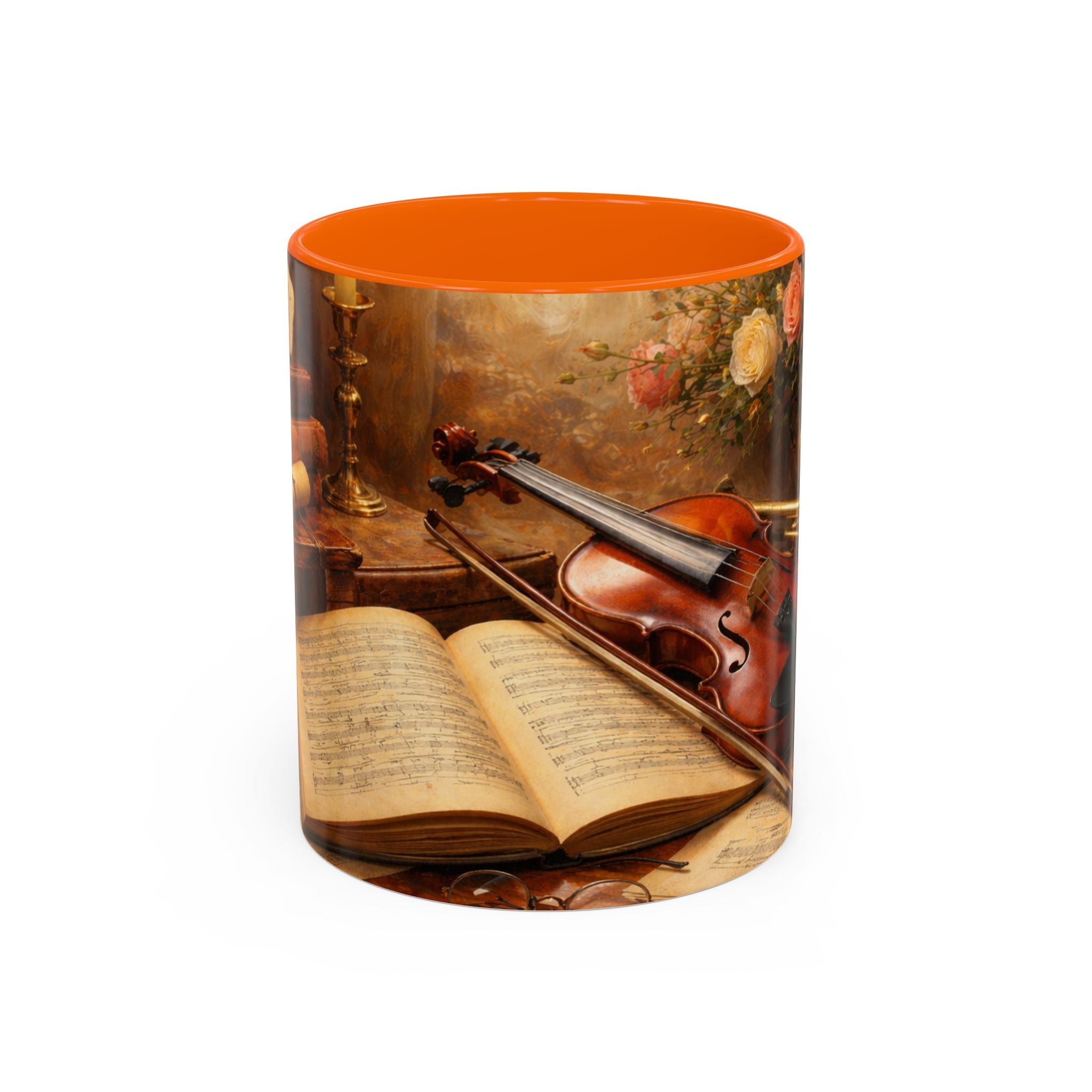 Classical Music Coffee Mug – Classical Music Floral Design (11/15 oz)