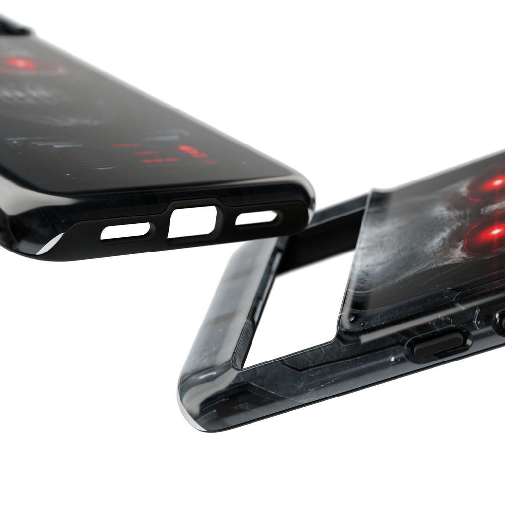 Skull Sentinel Phone Case — Red-Eyed Tactical Skull Protective Case