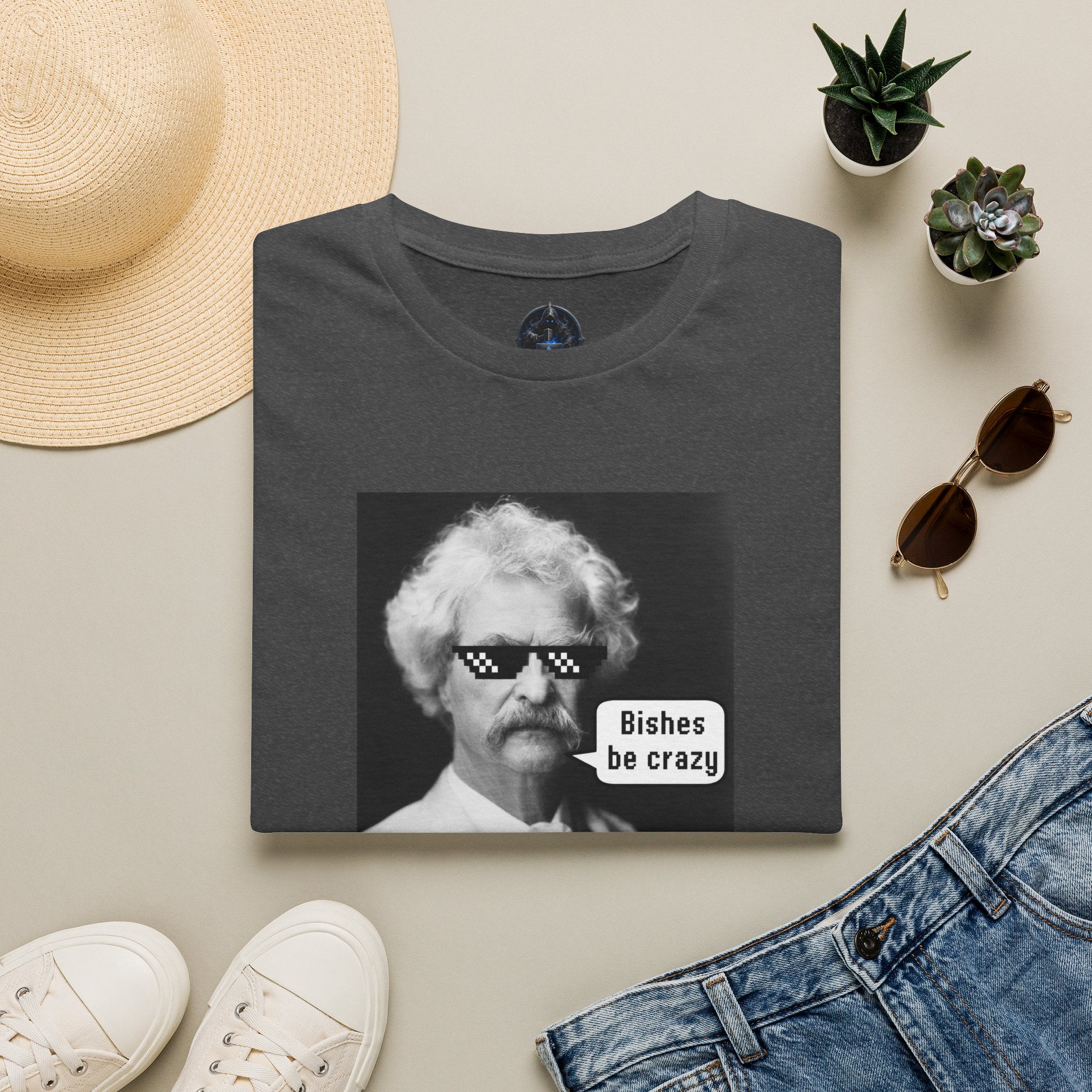 T-Shirt — Retro Mark Twain Meme Tee “Bishes Be Crazy”
