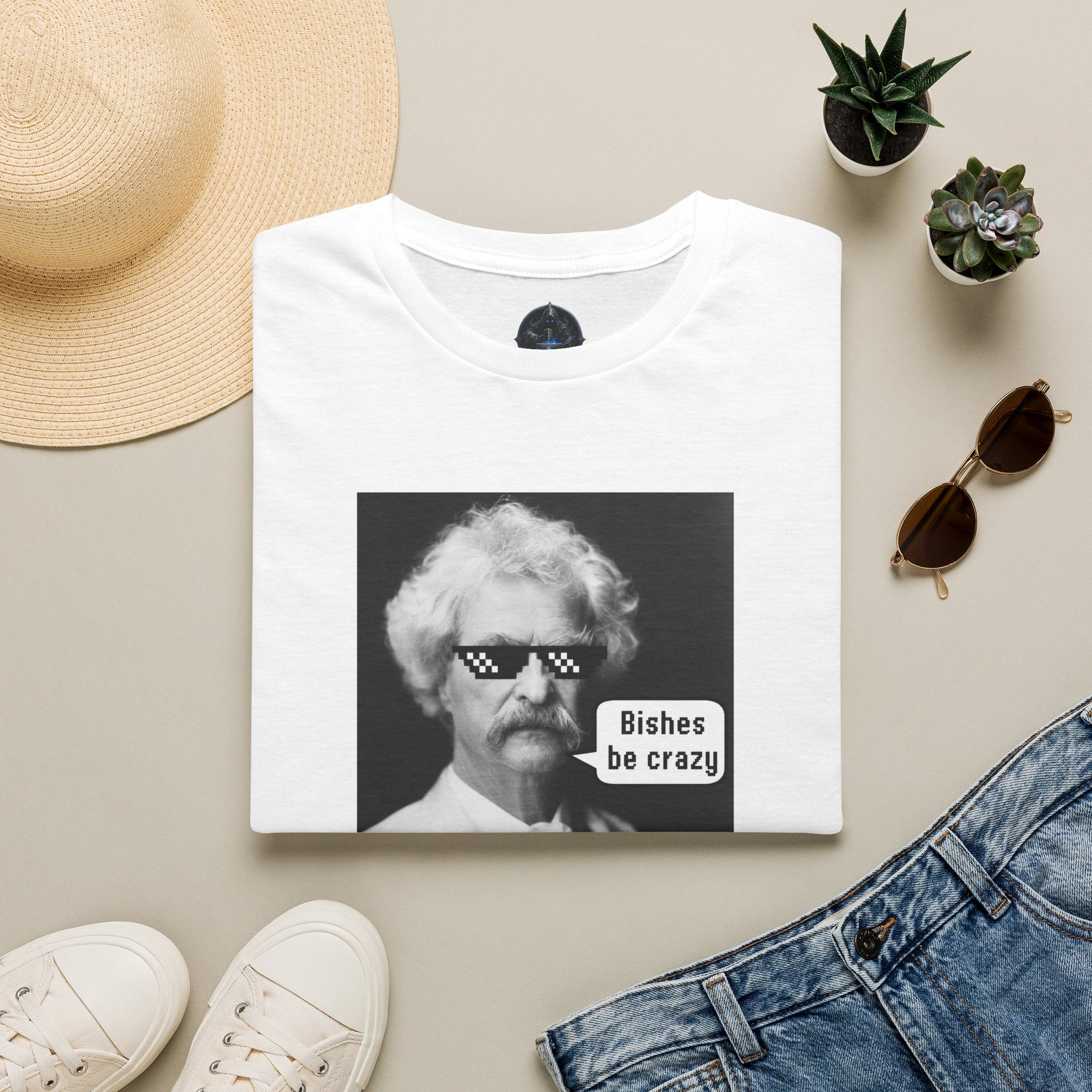 T-Shirt — Retro Mark Twain Meme Tee “Bishes Be Crazy”