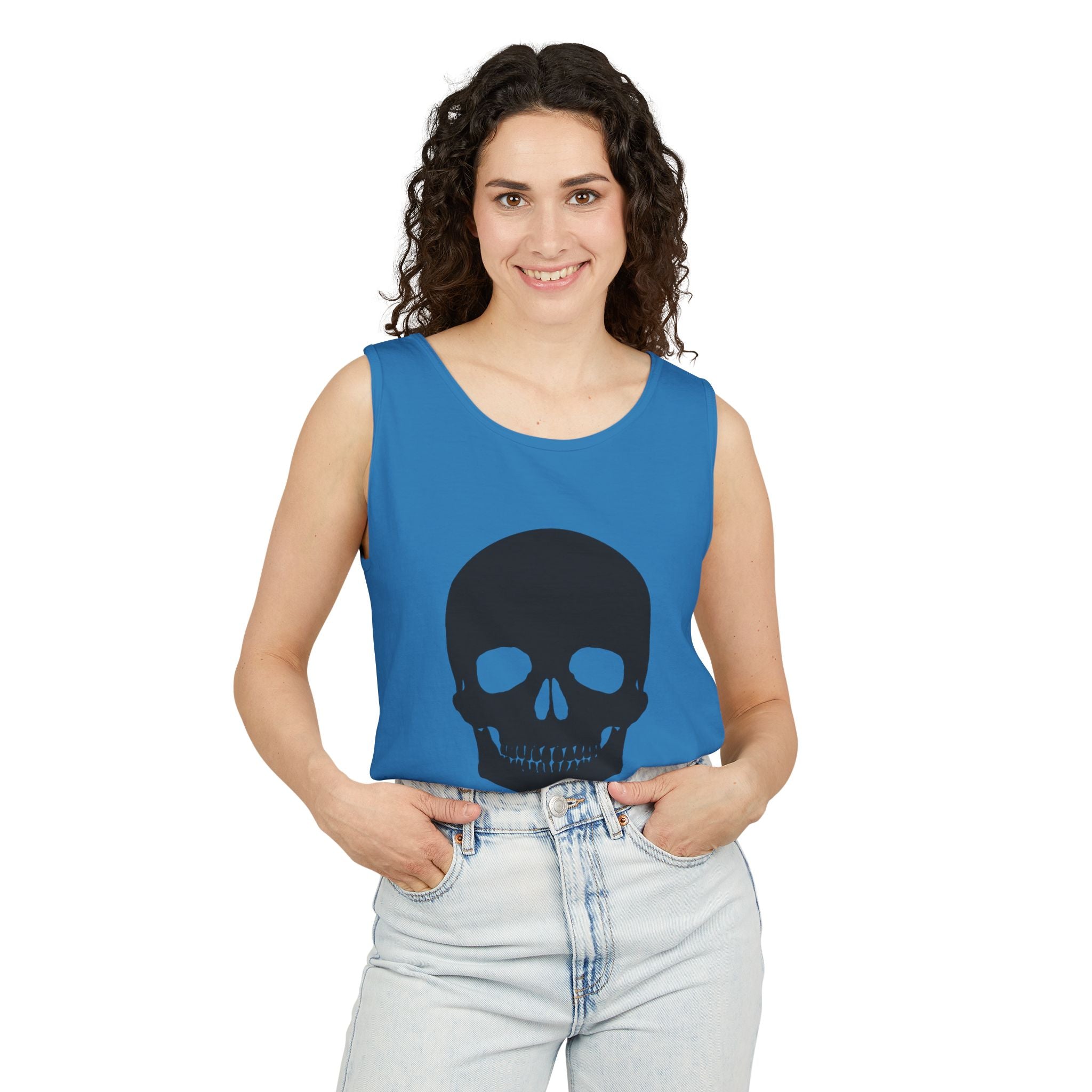 Skull Graphic Tank Top — Bold Black Skull Summer Vest