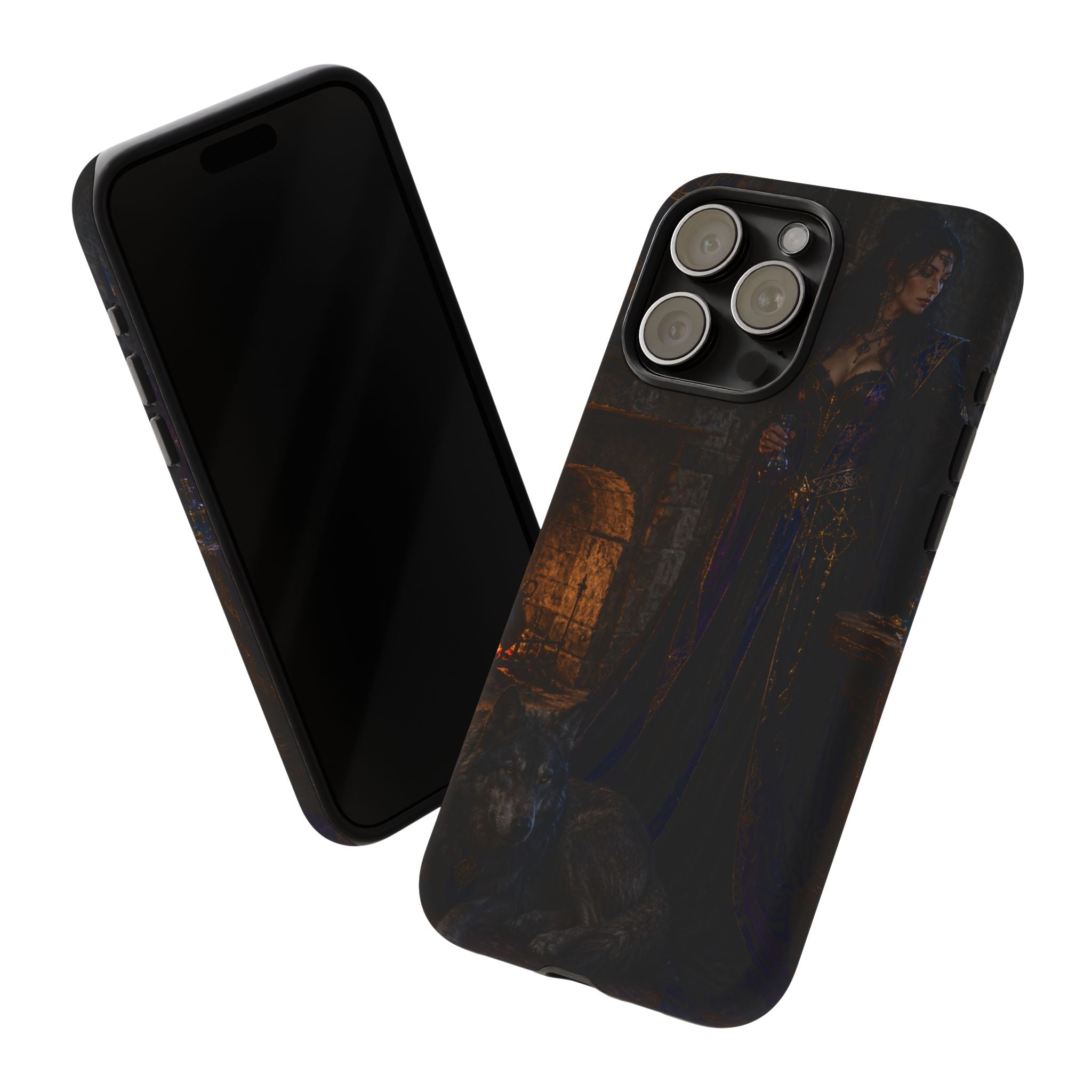 Gothic Witch Phone Case — Dark Fantasy Wolf & Fireplace Tough Case