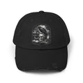 Distressed Raven & Skull Cap — Gothic Vintage Baseball Hat