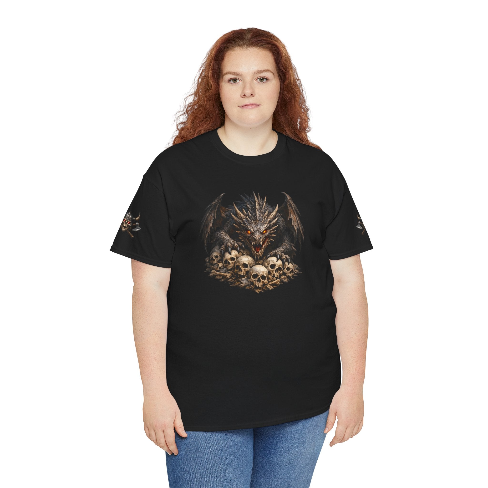Premium Dragon Skull T-Shirt — Dark Fantasy Graphic Tee for Gothic & Metal Fans