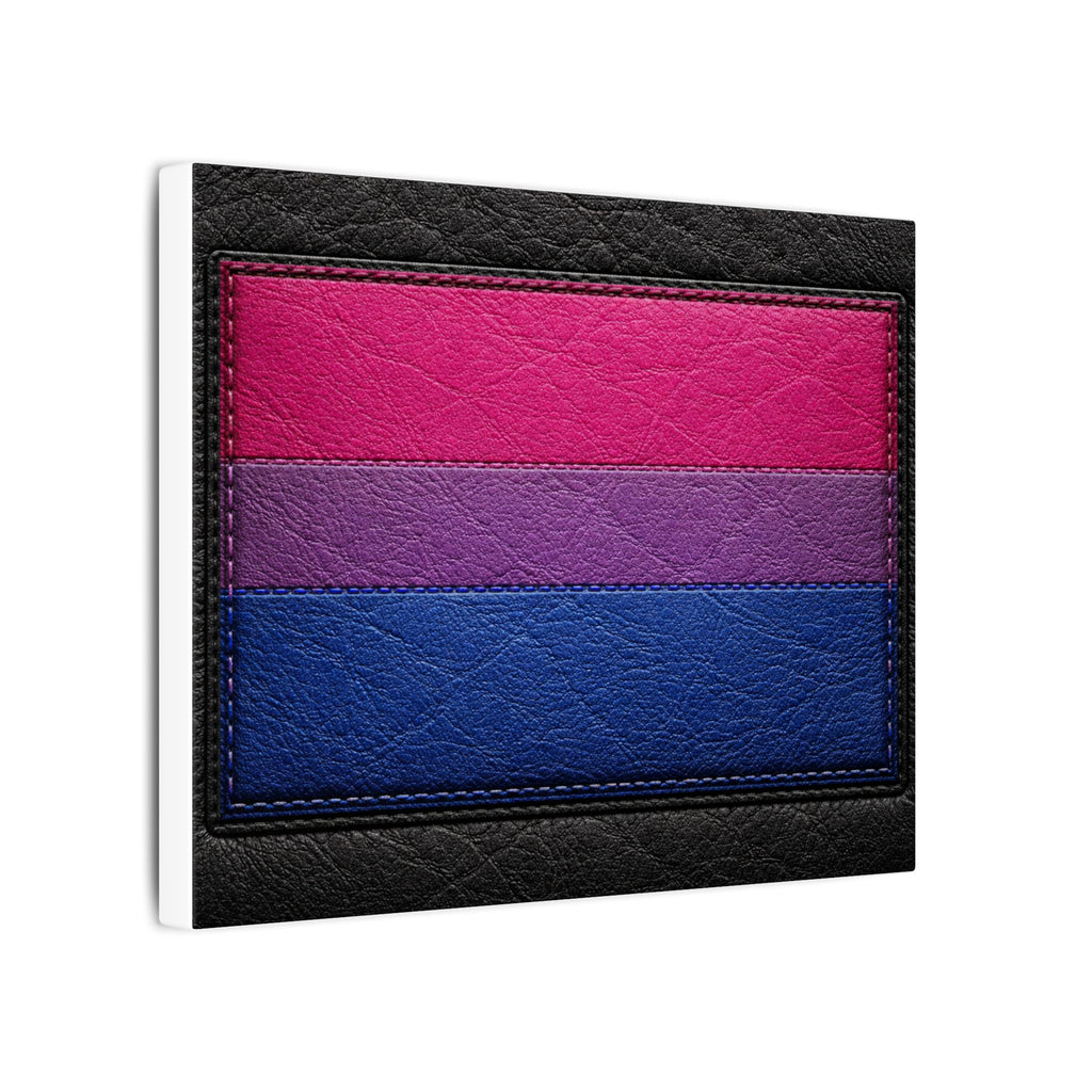 Bisexual Pride Flag Canvas Wall Art — Leather Patch Style Matte Print