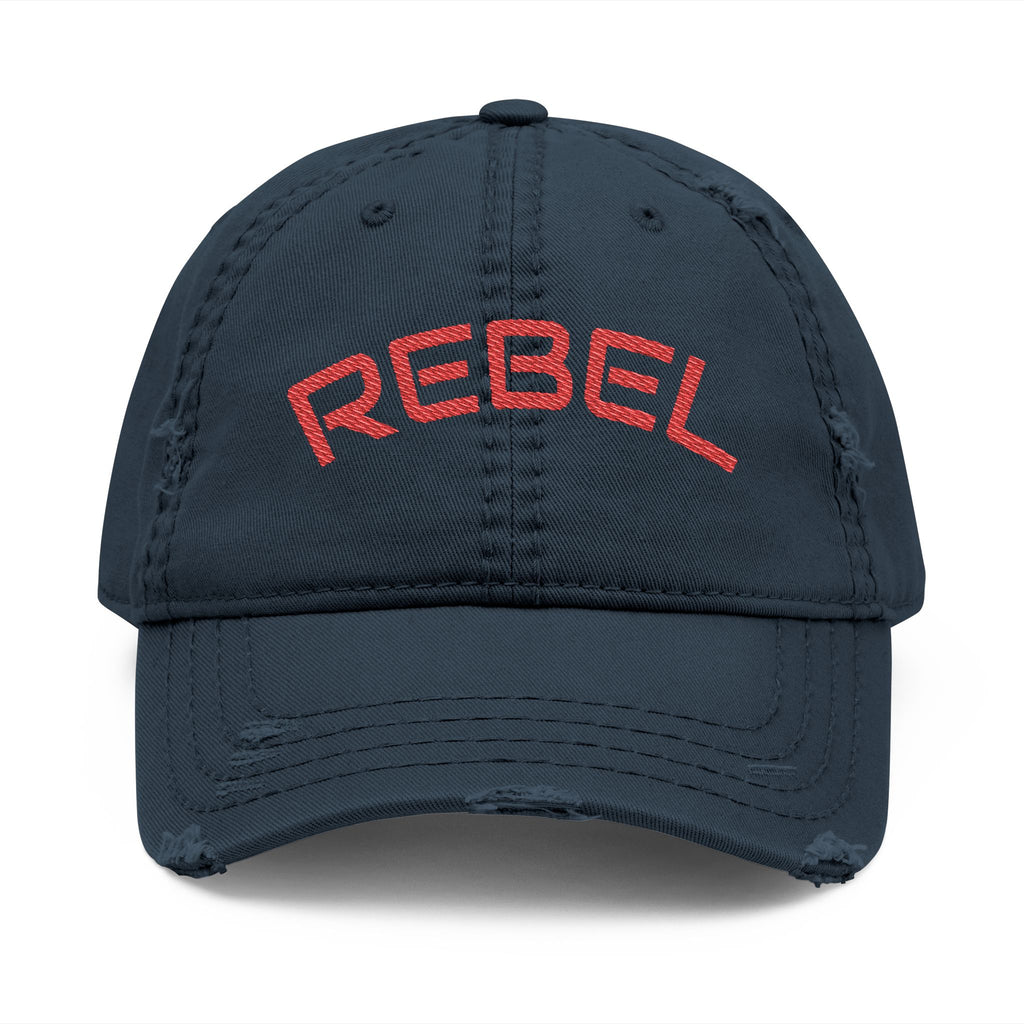 Rebel Distressed Dad Hat — Embroidered Cotton Baseball Cap