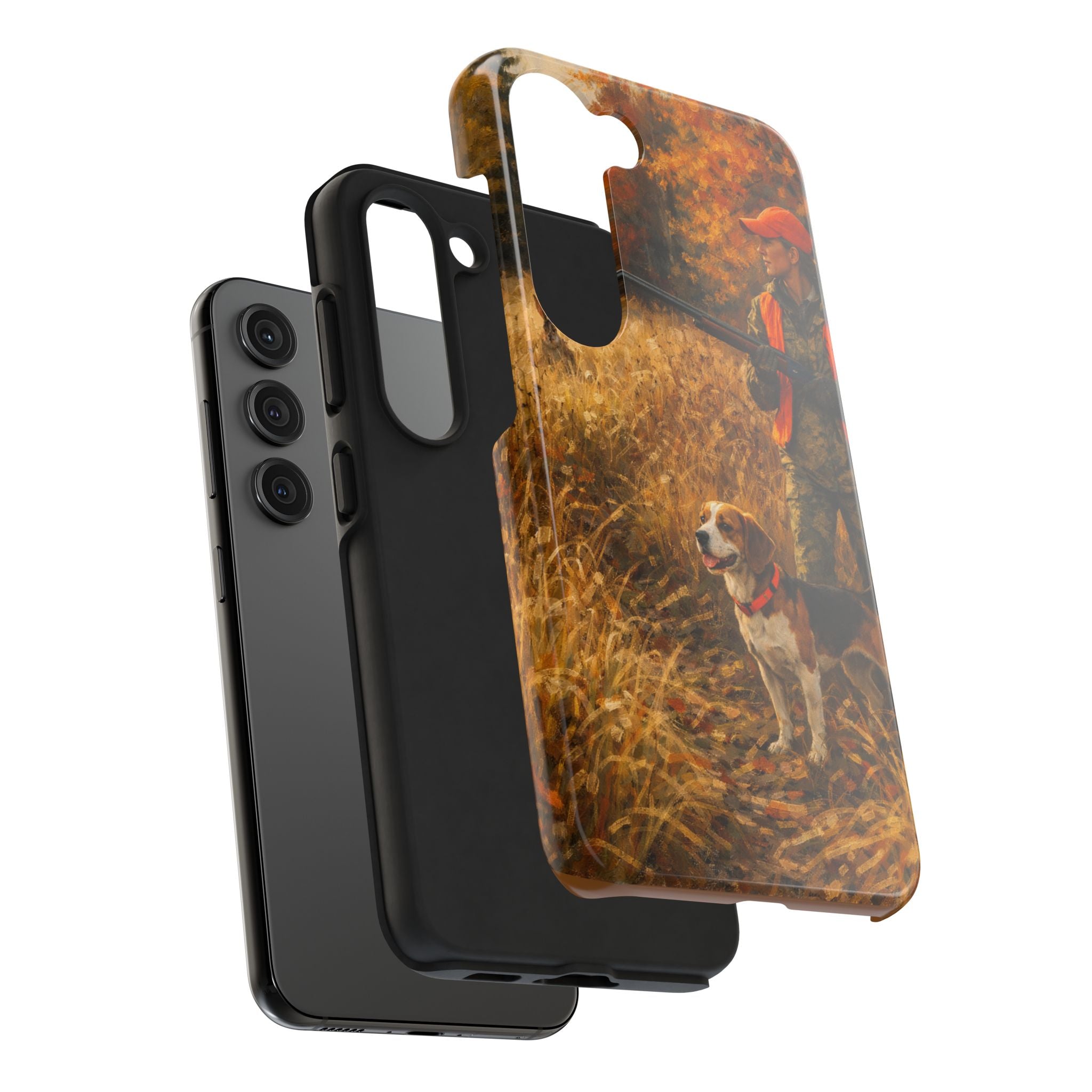 Hunting Scene Tough Phone Case — Hunter & Beagle Autumn Field Protective Cover