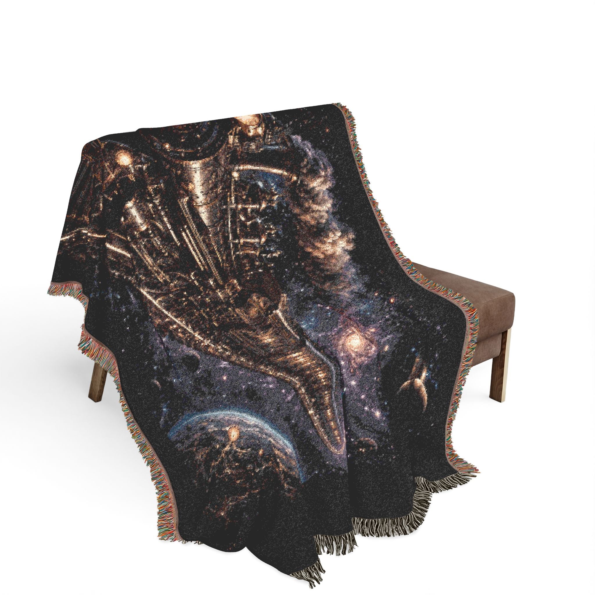 Galaxy Night Train Woven Blanket — Cosmic Steam Engine Throw