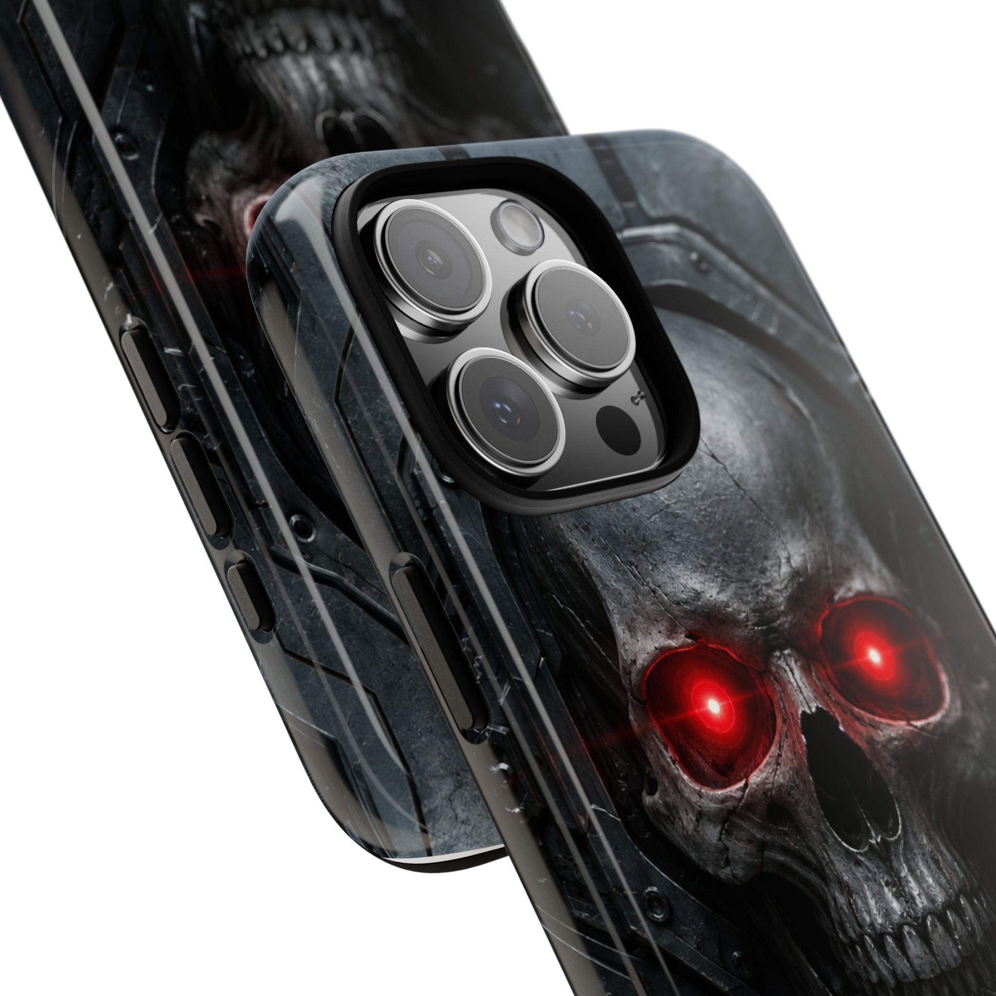 Skull Sentinel Phone Case — Red-Eyed Tactical Skull Protective Case