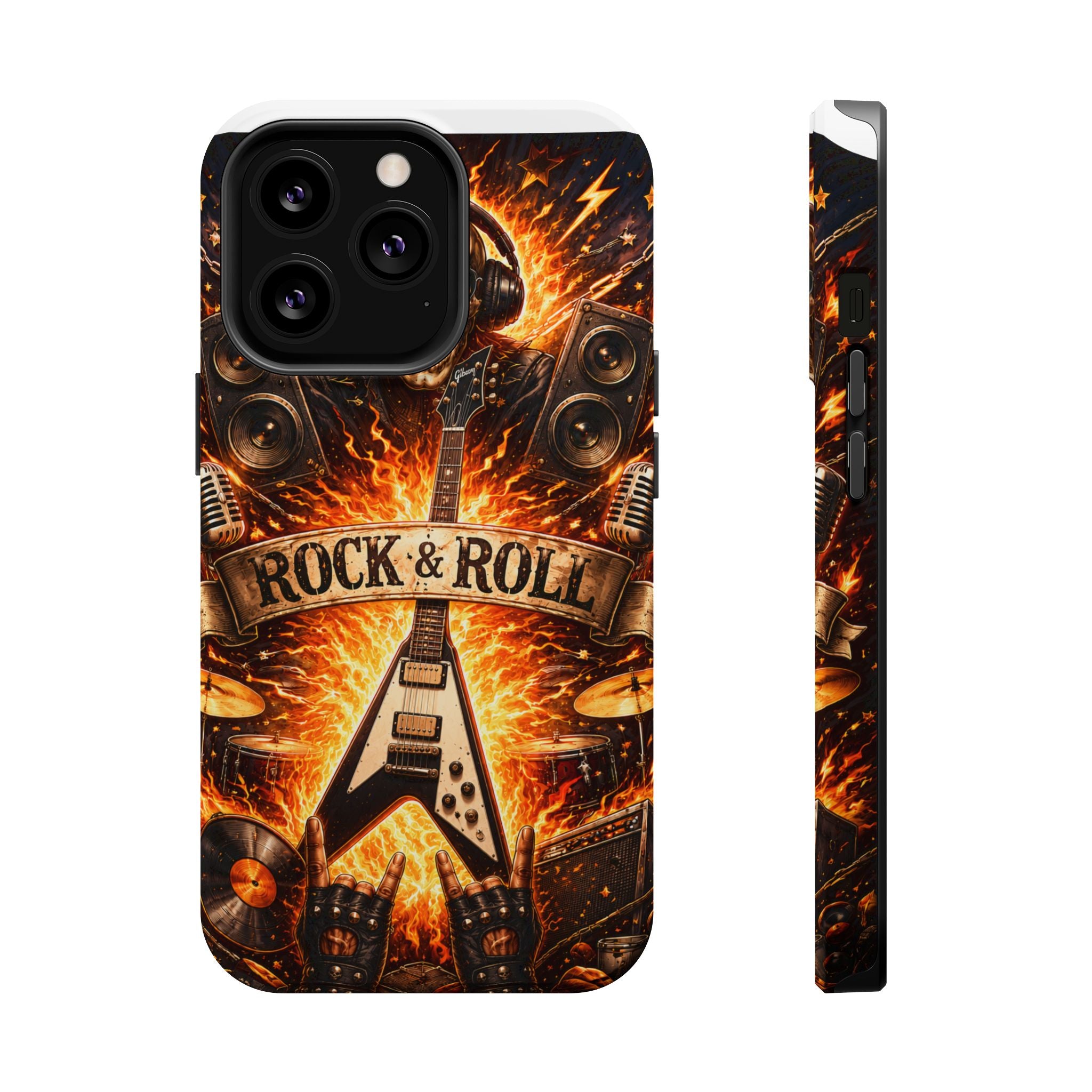 Rock & Roll Skull Guitar Phone Case — Magnetic Impact-Resistant