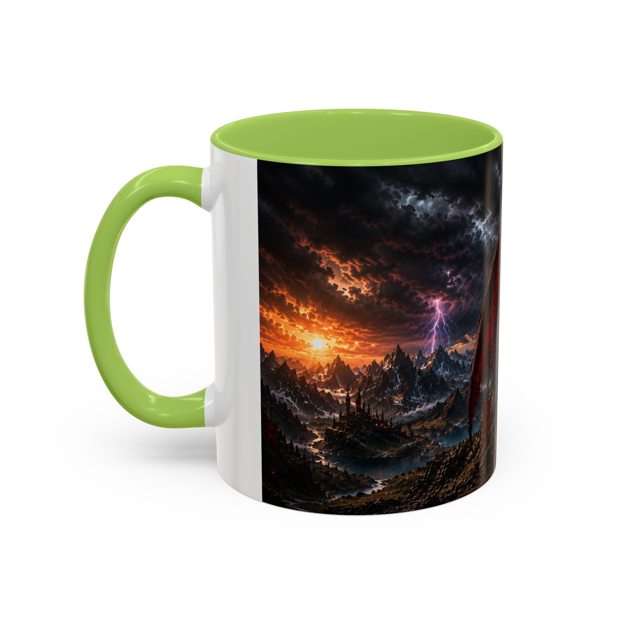 Dragon Coffee Mug — Dark Fantasy Red-Eyed Dragon Accent Mug (11/15oz)