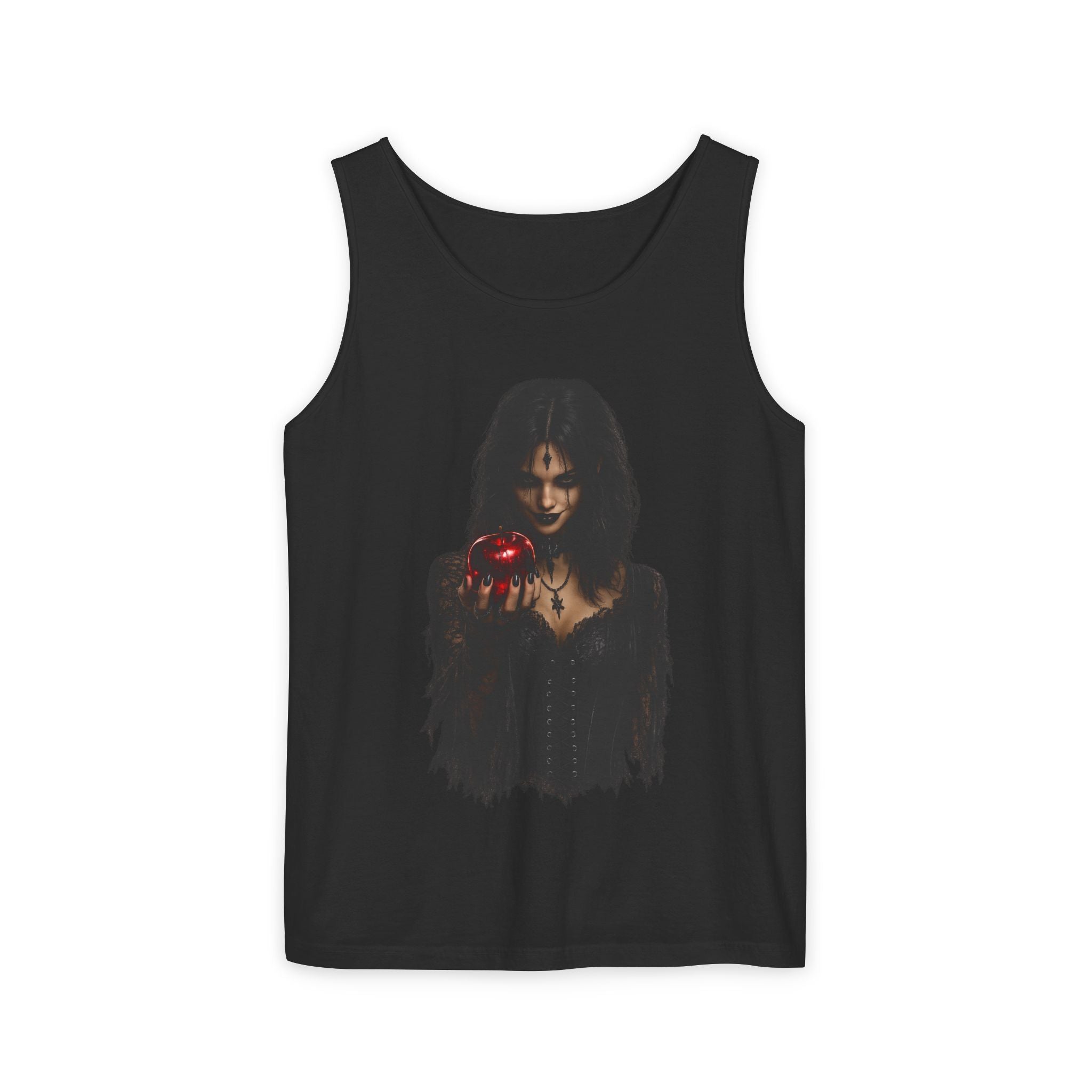 Dark Gothic Woman with Red Apple Tank Top