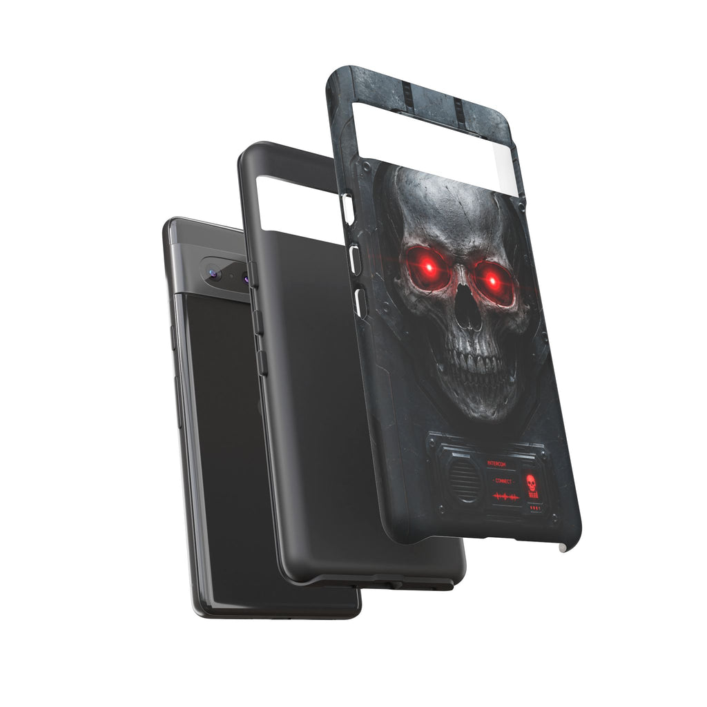 Skull Sentinel Phone Case — Red-Eyed Tactical Skull Protective Case