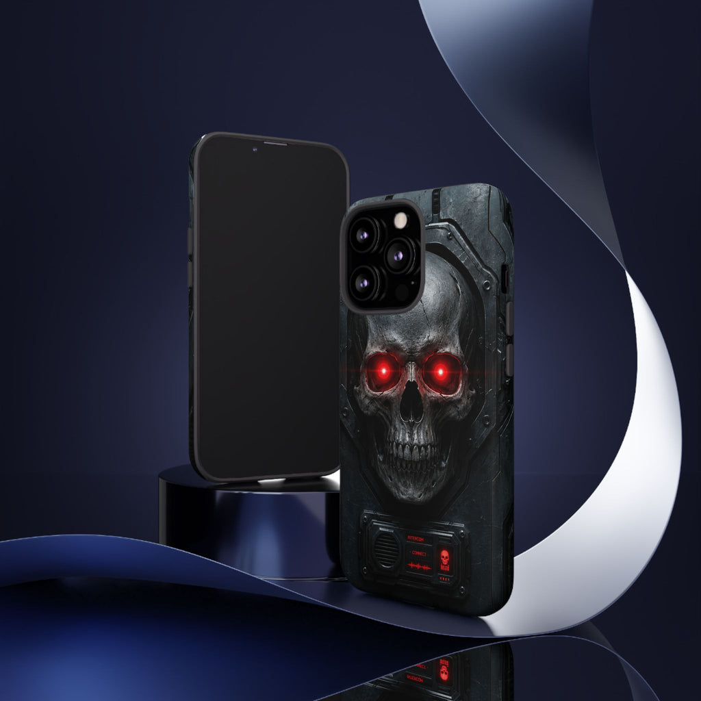 Skull Sentinel Phone Case — Red-Eyed Tactical Skull Protective Case