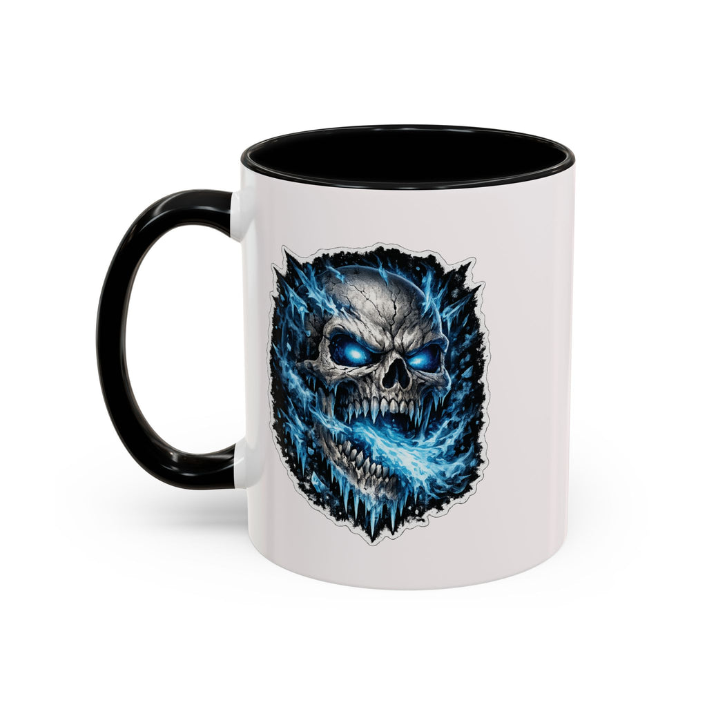 Blue Lightning Skull Accent Coffee Mug – Gothic Horror Coffee Cup (11/15oz)
