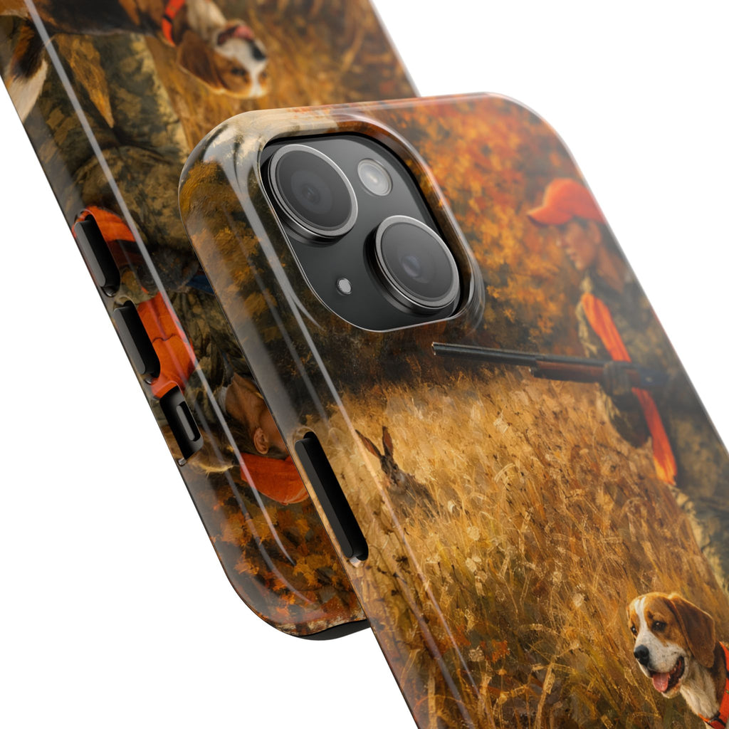 Hunting Scene Tough Phone Case — Hunter & Beagle Autumn Field Protective Cover
