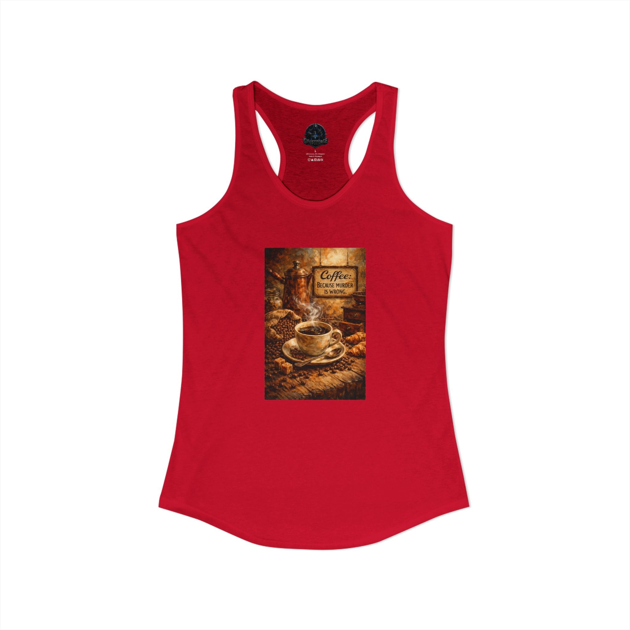 Women's Ideal Racerback Tank - "Coffee B/c Murder is wrong"