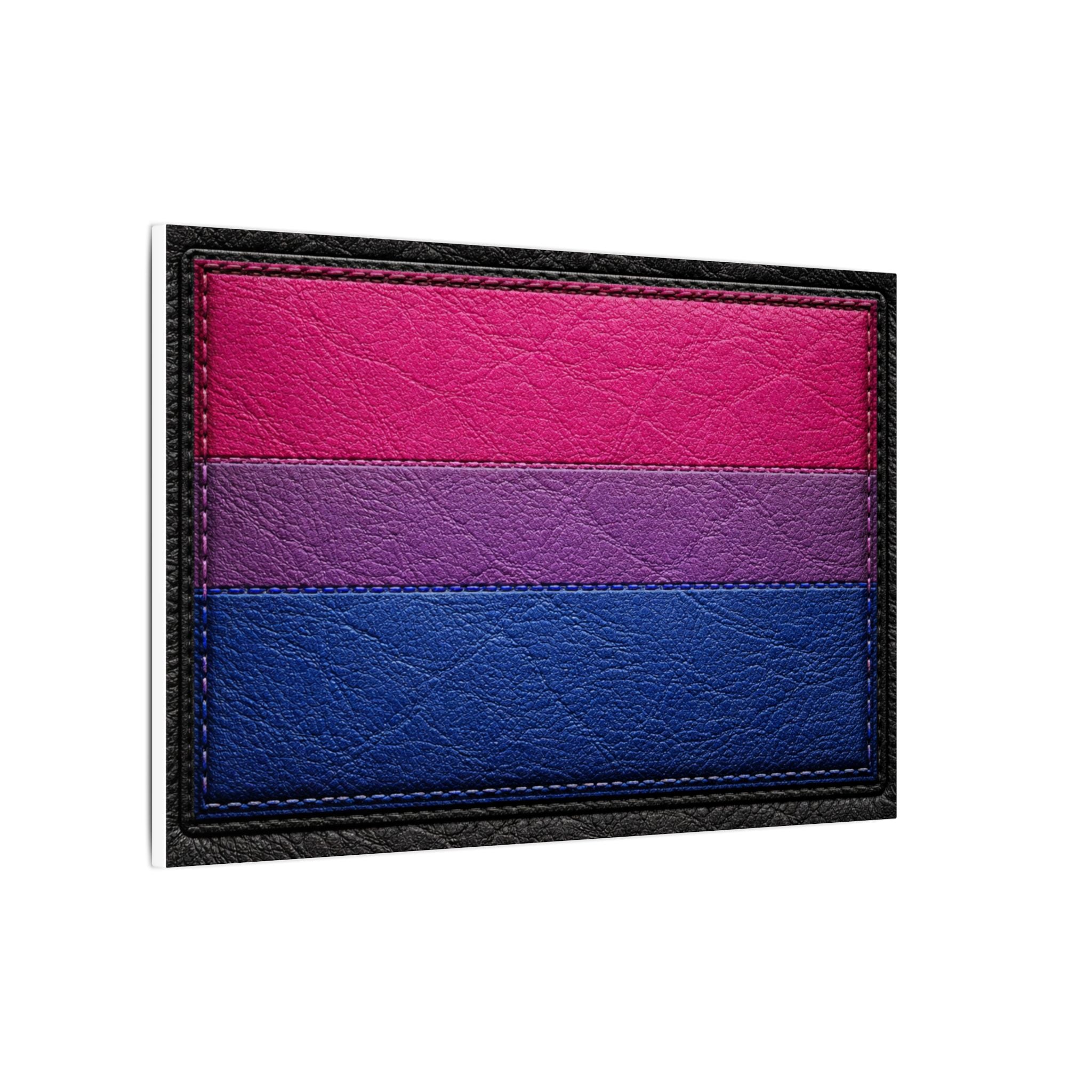 Bisexual Pride Flag Canvas Wall Art — Leather Patch Style Matte Print