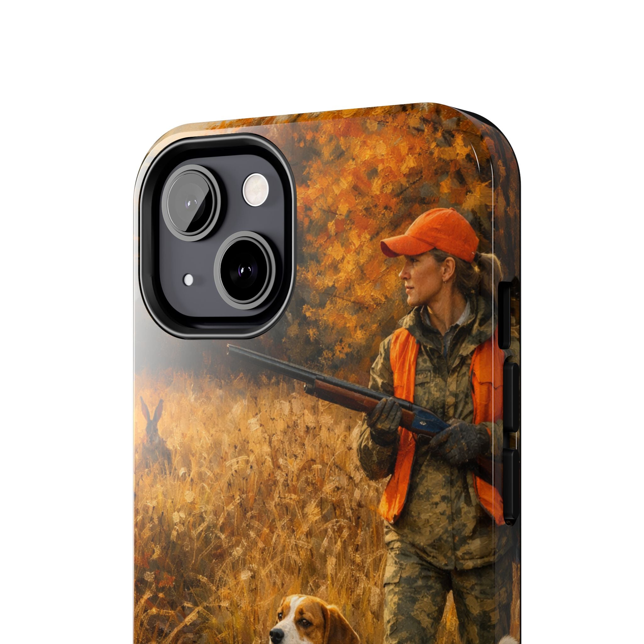 Hunting Scene Tough Phone Case — Hunter & Beagle Autumn Field Protective Cover
