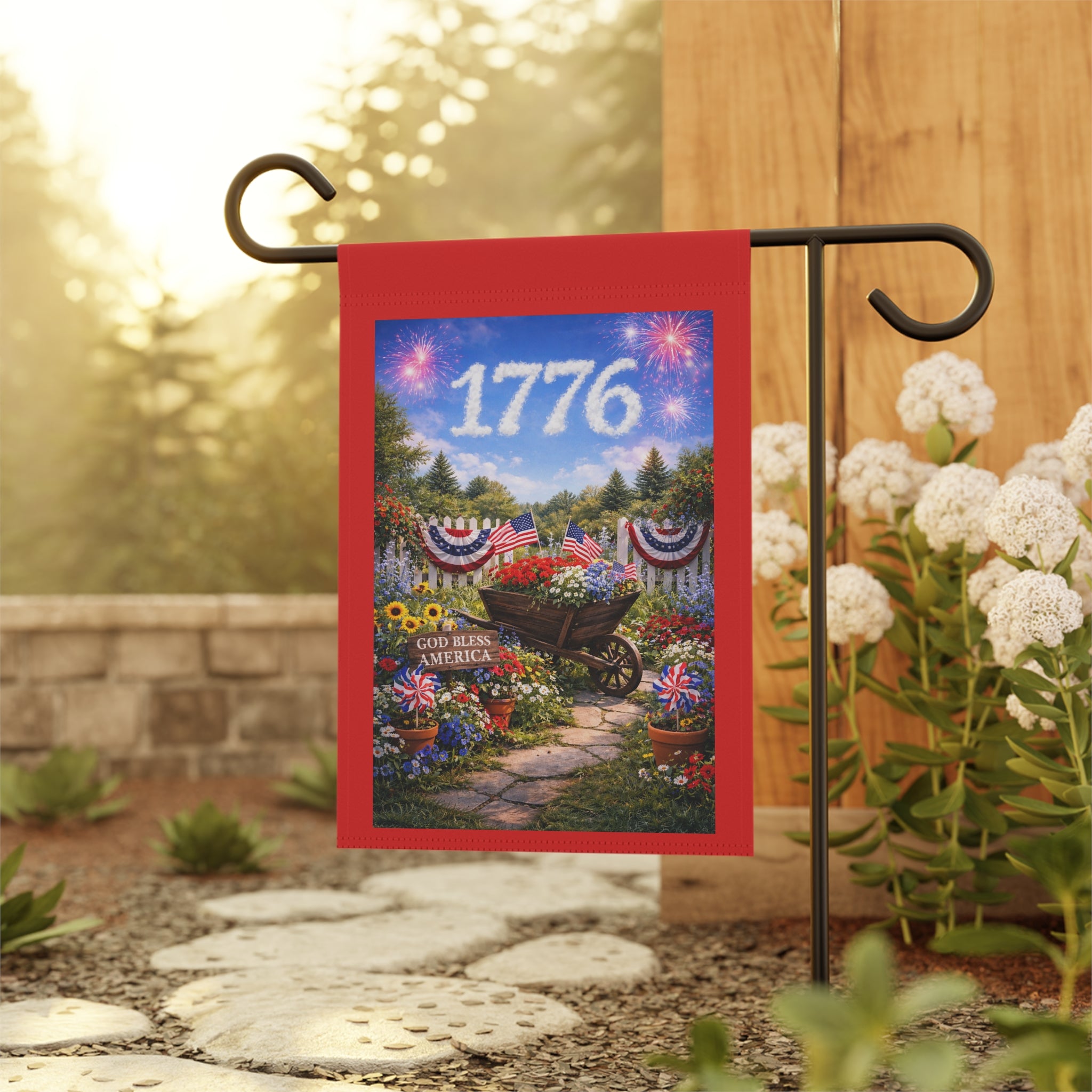 1776 Patriotic Garden Flag — God Bless America Outdoor Banner