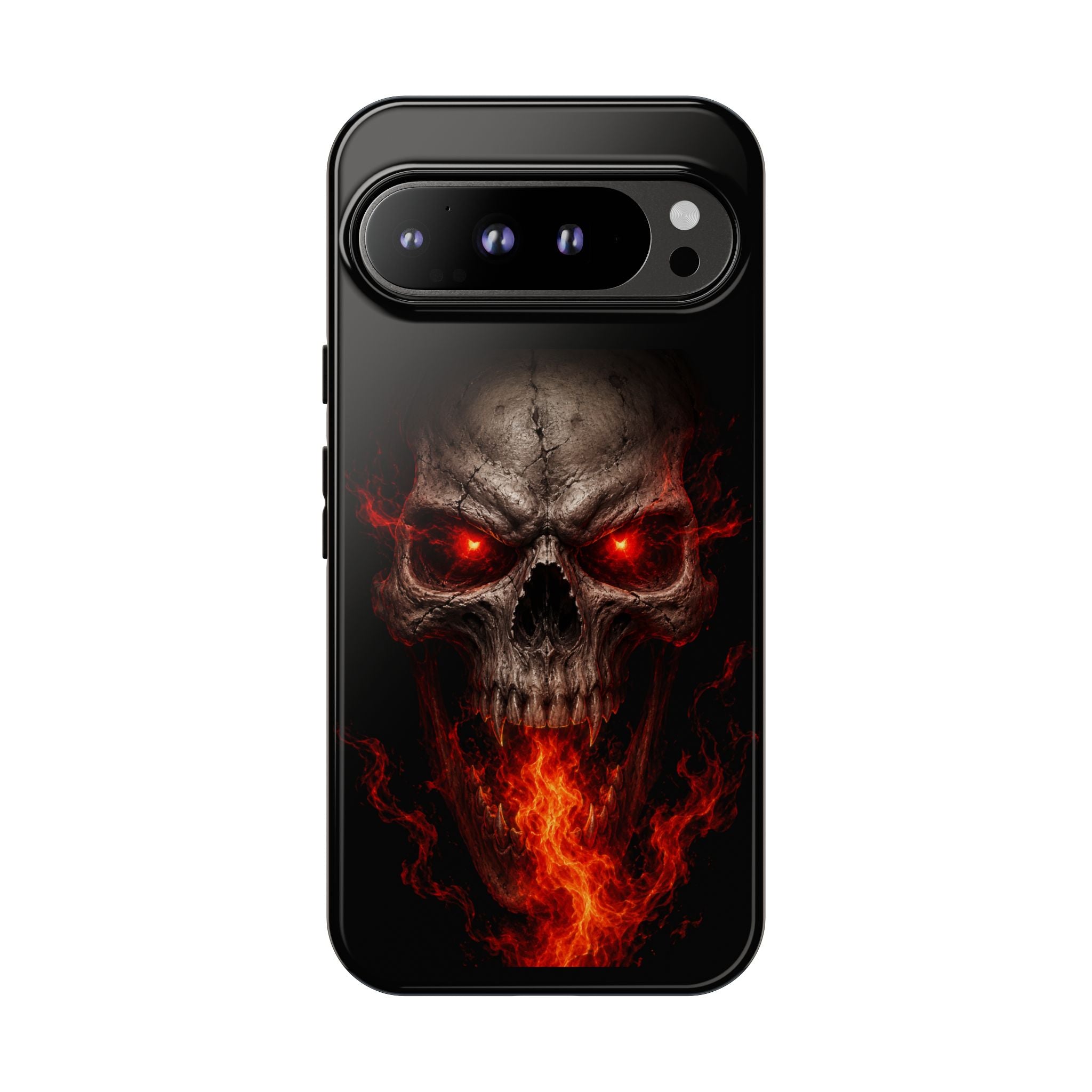 Flaming Skull Tough Case — Heavy-Duty Phone Case with Red-Eye Skull Design