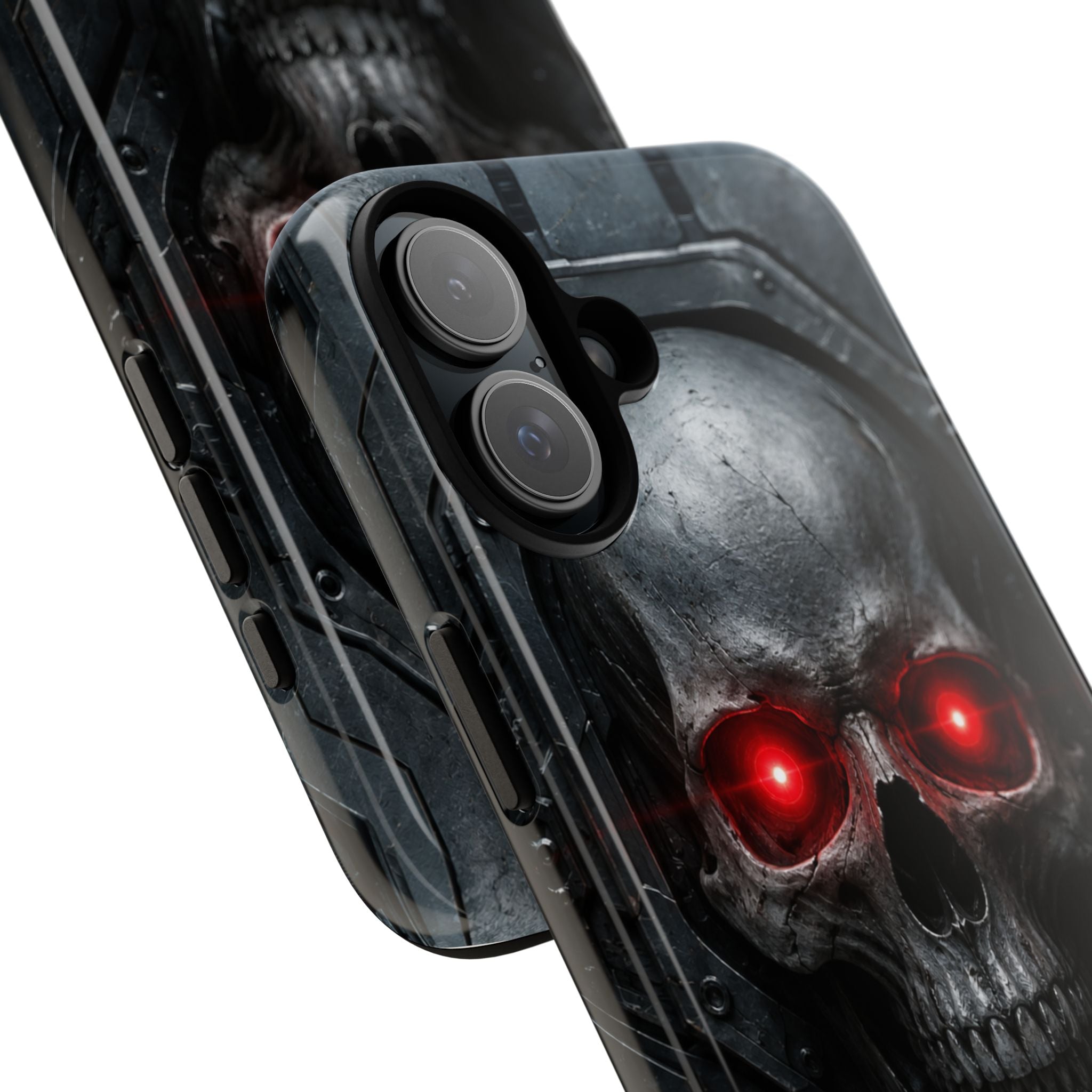 Skull Sentinel Phone Case — Red-Eyed Tactical Skull Protective Case