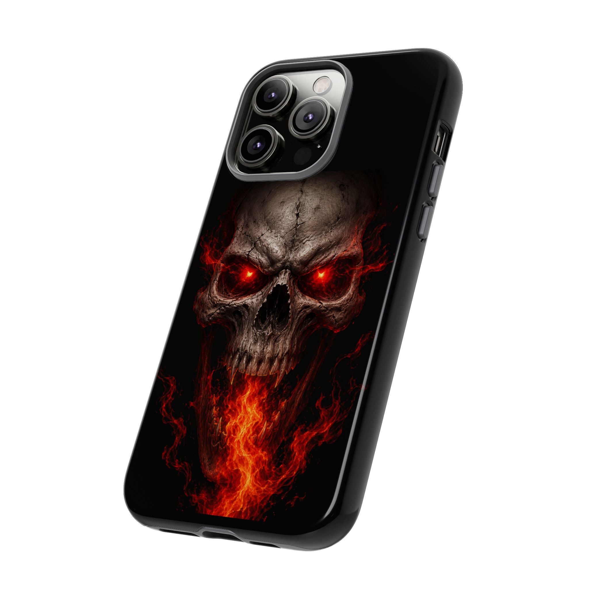 Flaming Skull Tough Case — Heavy-Duty Phone Case with Red-Eye Skull Design