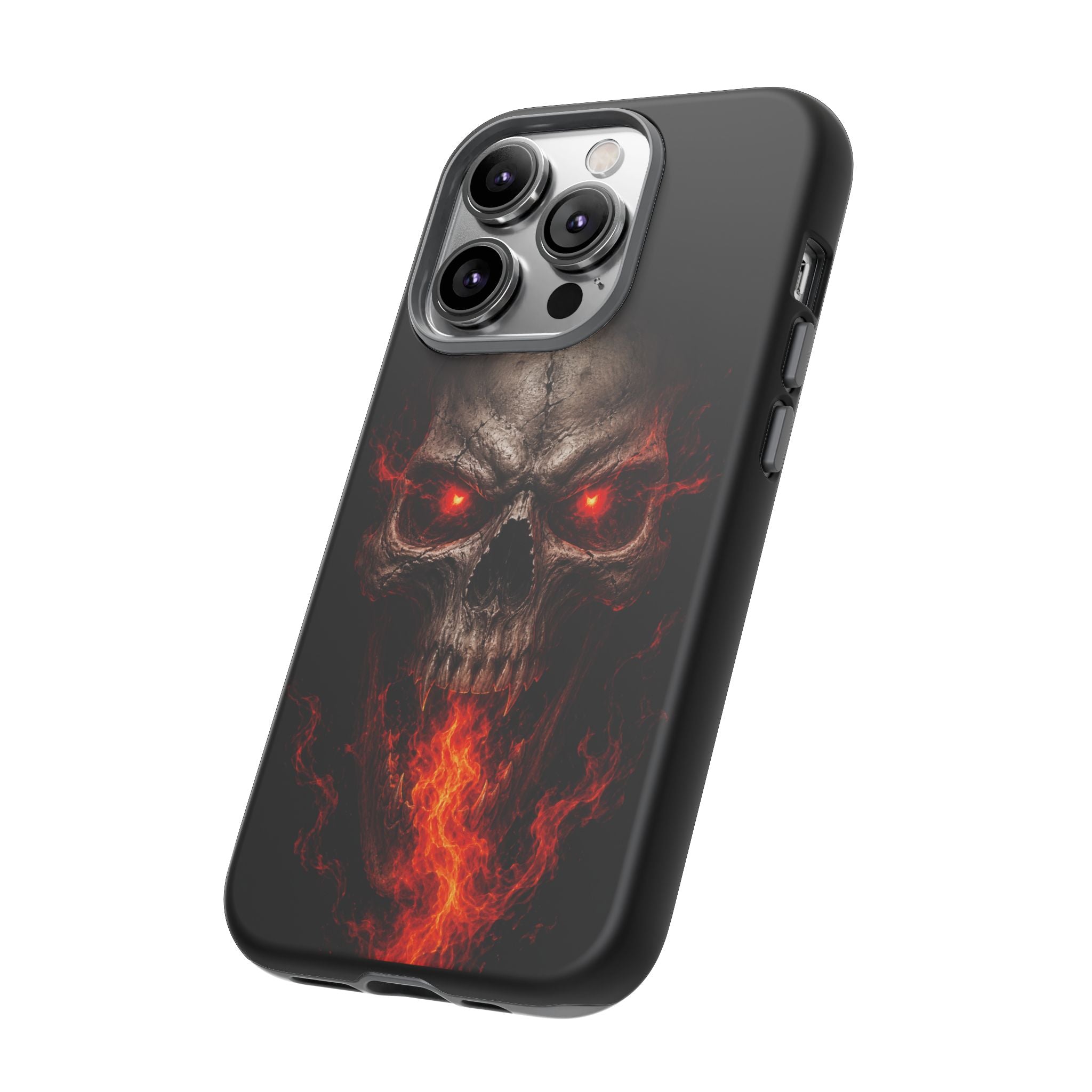 Flaming Skull Tough Case — Heavy-Duty Phone Case with Red-Eye Skull Design