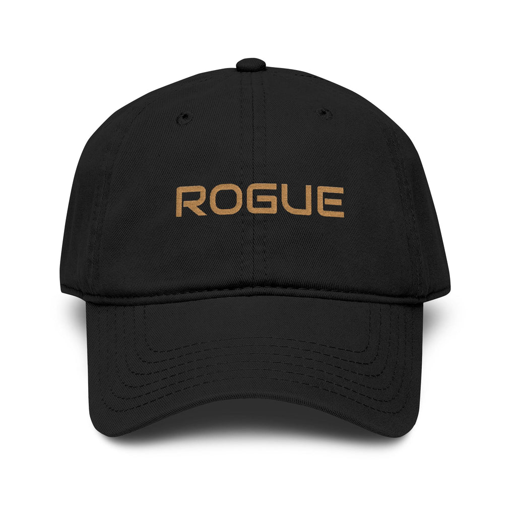 Rogue Embroidered Washed Baseball Cap — Vintage Gray Dad Hat with Gold Stitching