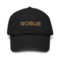 Rogue Embroidered Washed Baseball Cap — Vintage Gray Dad Hat with Gold Stitching